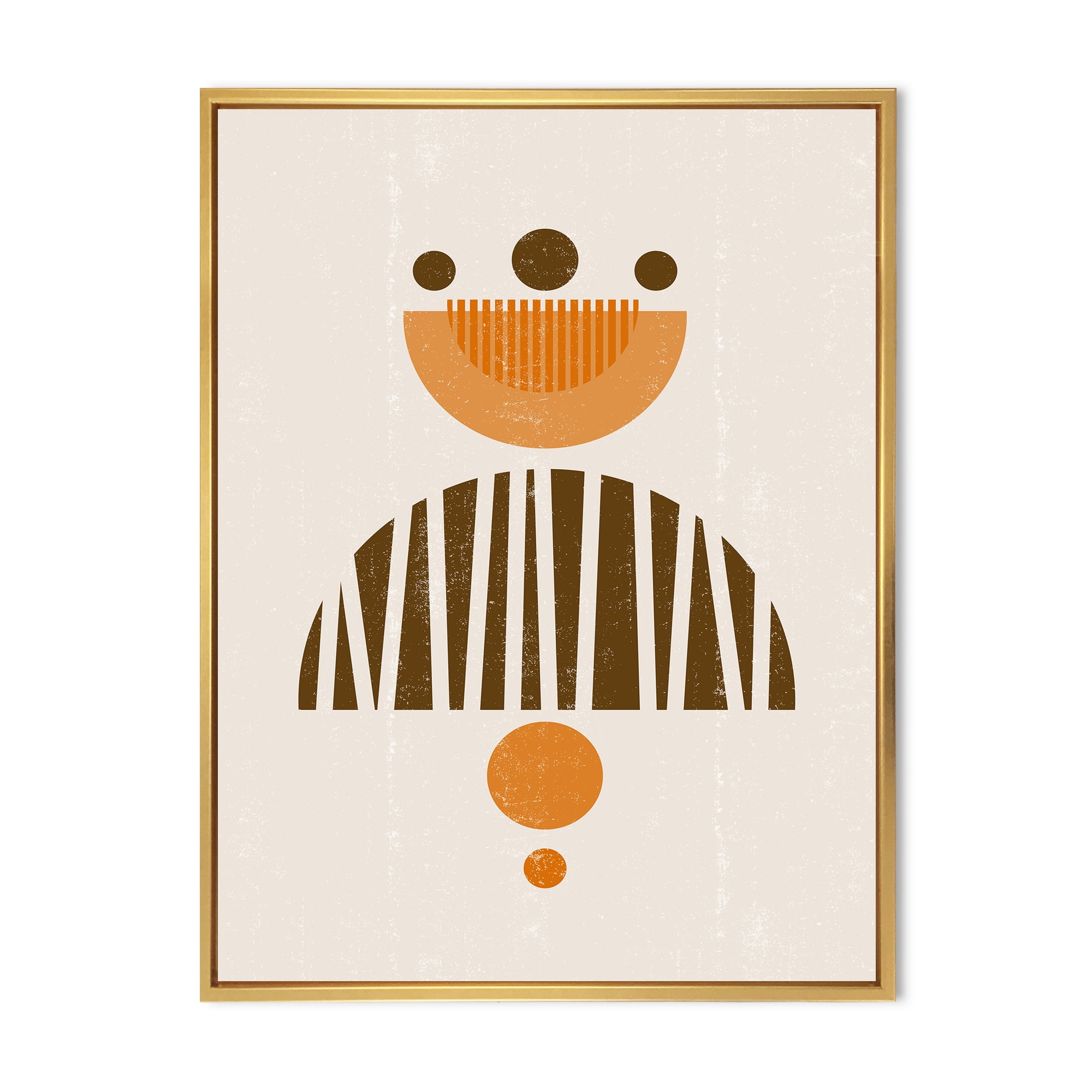 Designart 'Abstract Minimal Moon and Sun In Earth Tones IV' Modern Framed Canvas Wall Art Print