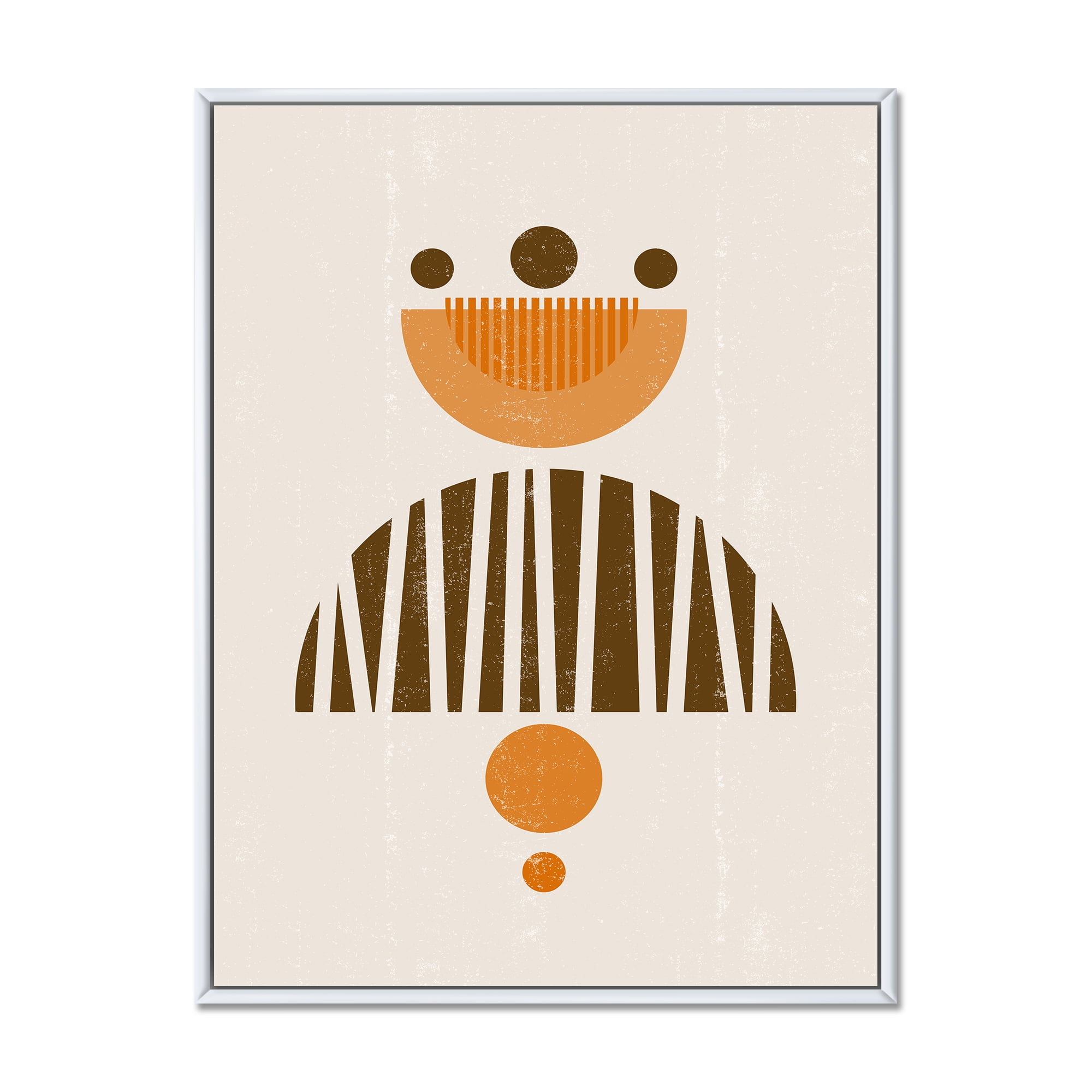 Designart 'Abstract Minimal Moon and Sun In Earth Tones IV' Modern Framed Canvas Wall Art Print