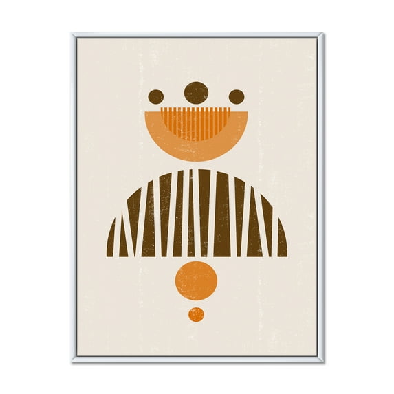 Designart 'Abstract Minimal Moon and Sun In Earth Tones IV' Modern Framed Canvas Wall Art Print