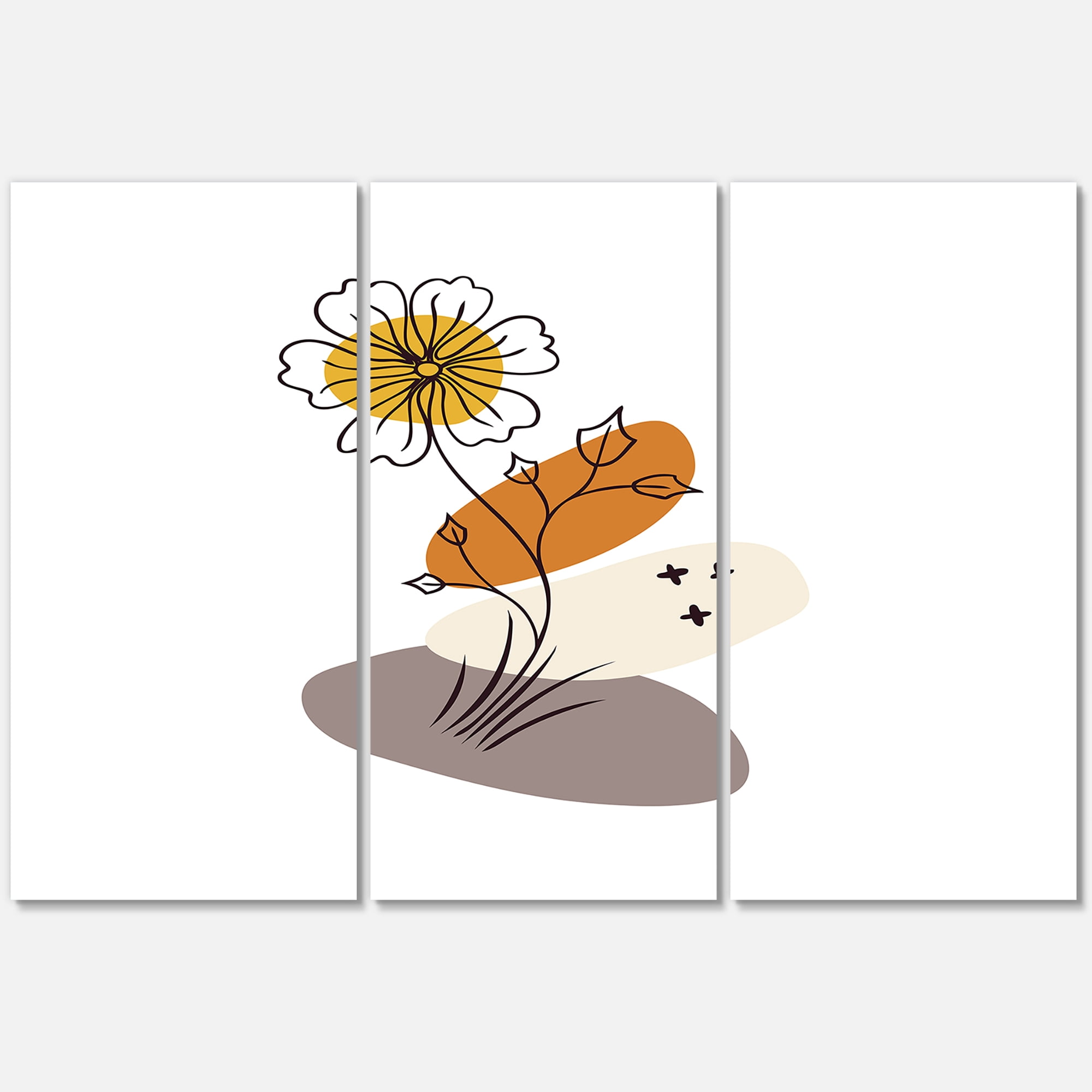 Designart ' Abstract Minimal Shapes Under Flowers I ' Modern Canvas Wall Art Print