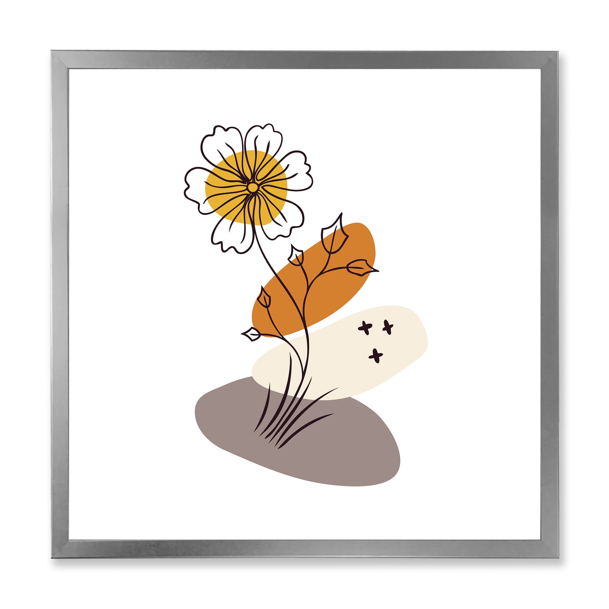 Designart 'Abstract Minimal Shapes Under Flowers I' Modern Framed Art Print