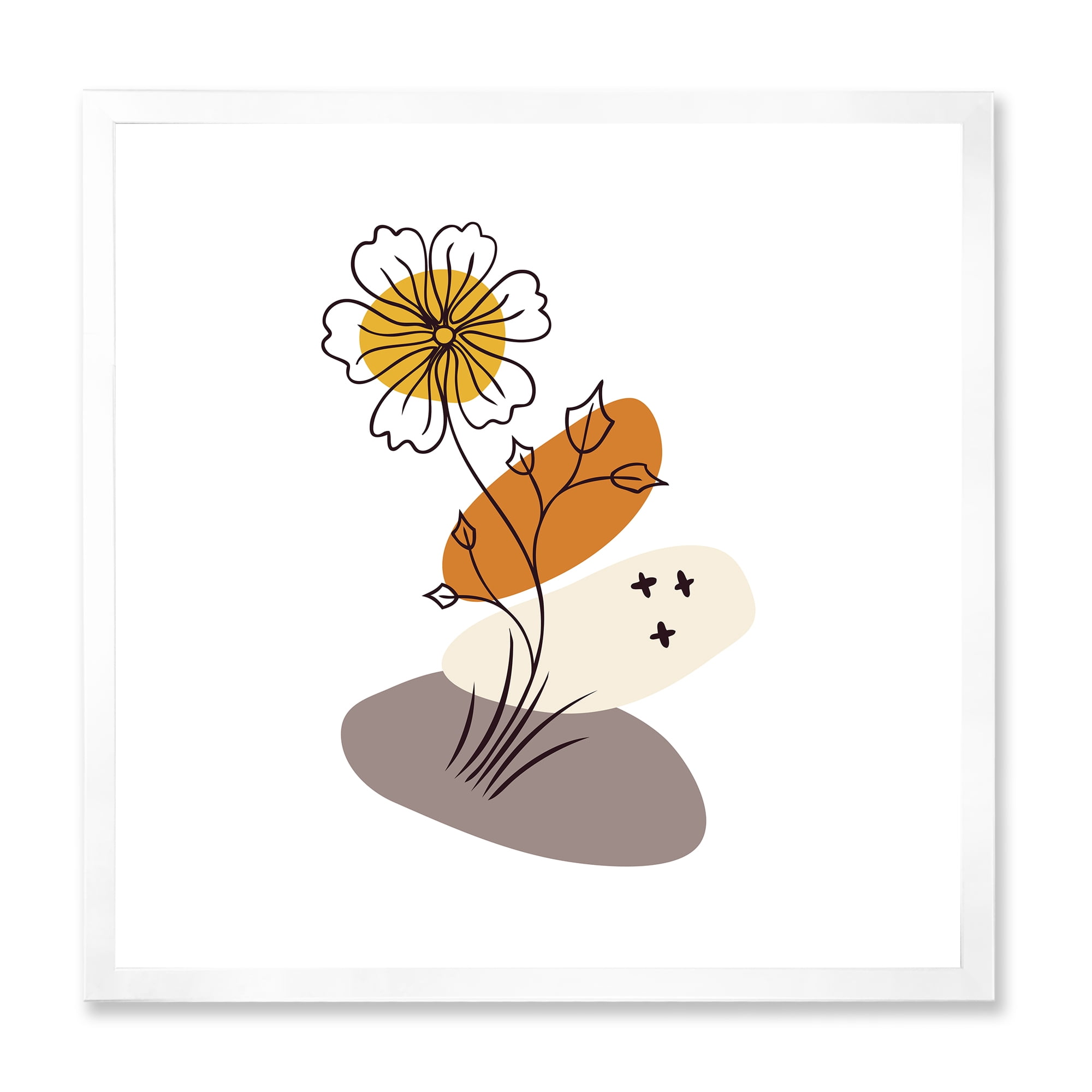 Designart 'Abstract Minimal Shapes Under Flowers I' Modern Framed Art Print