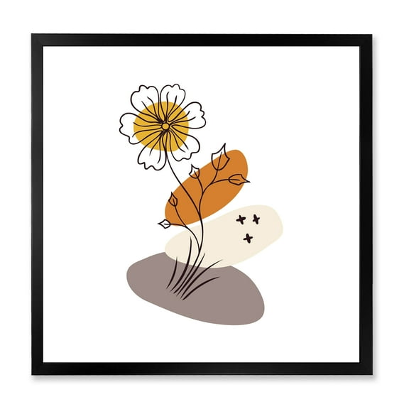 Designart 'Abstract Minimal Shapes Under Flowers I' Modern Framed Art Print