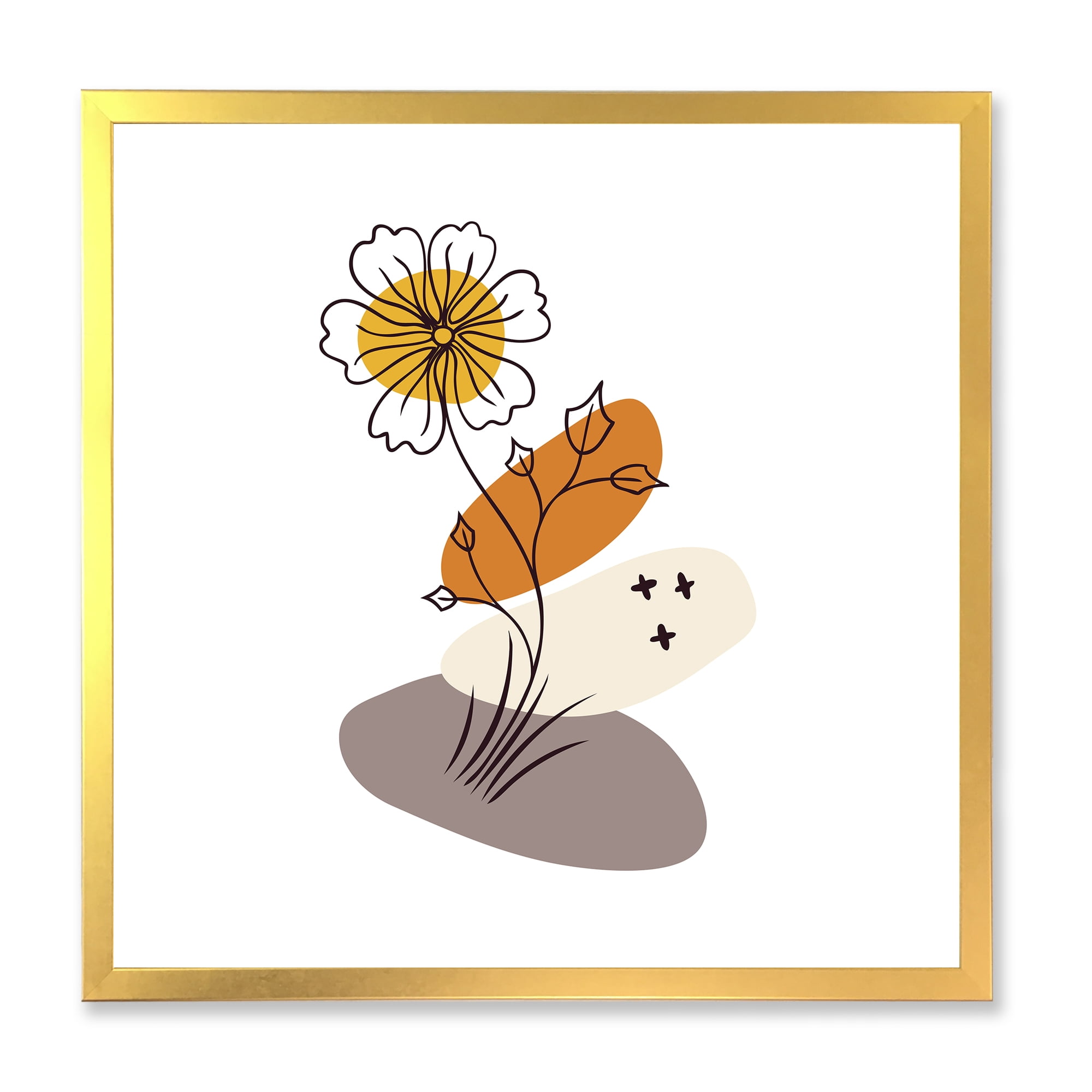 Designart 'Abstract Minimal Shapes Under Flowers I' Modern Framed Art Print