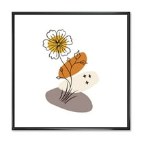 Designart 'Abstract Minimal Shapes Under Flowers I' Modern Framed Canvas Wall Art Print