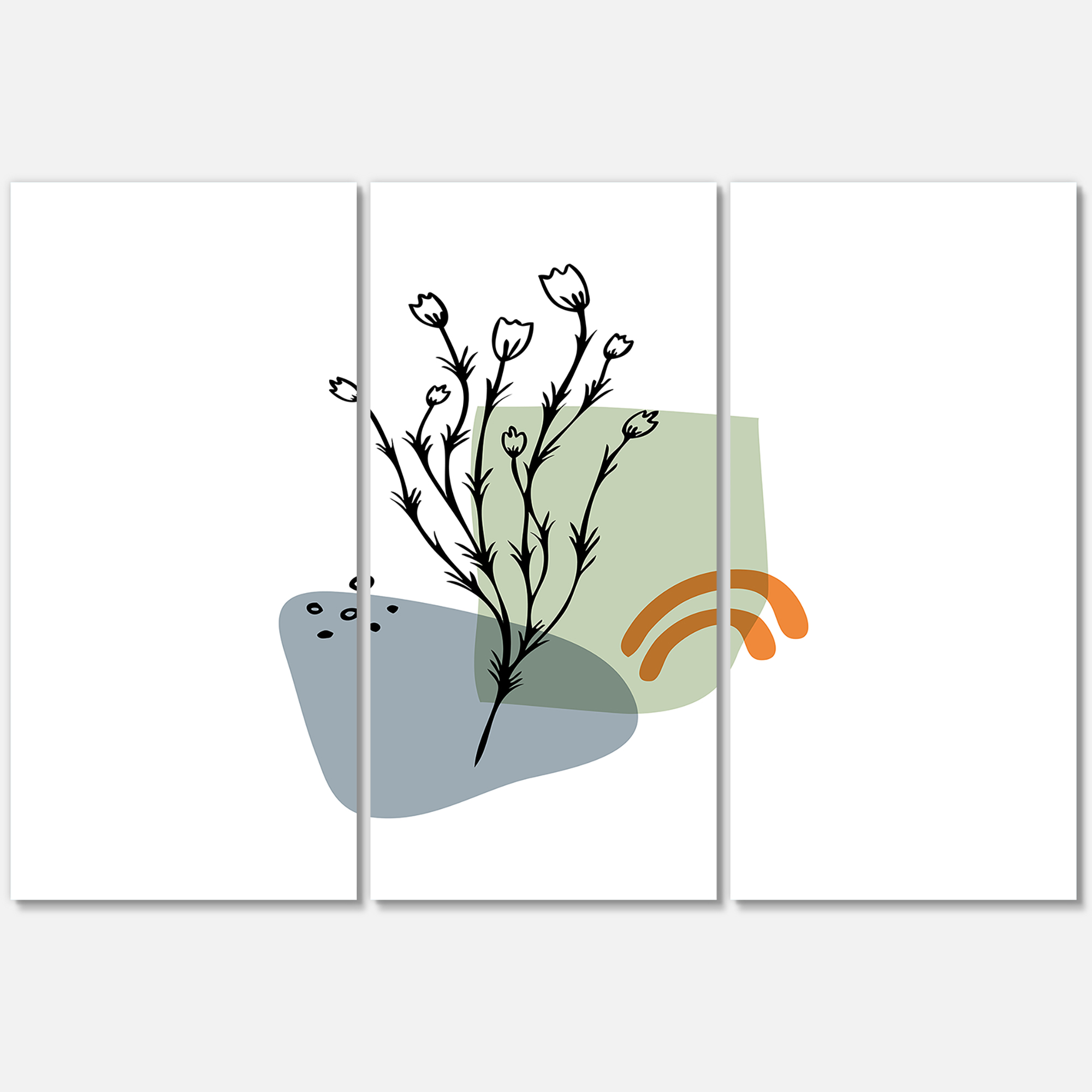 Designart ' Abstract Minimal Shapes Under Flowers II ' Modern Canvas Wall Art Print