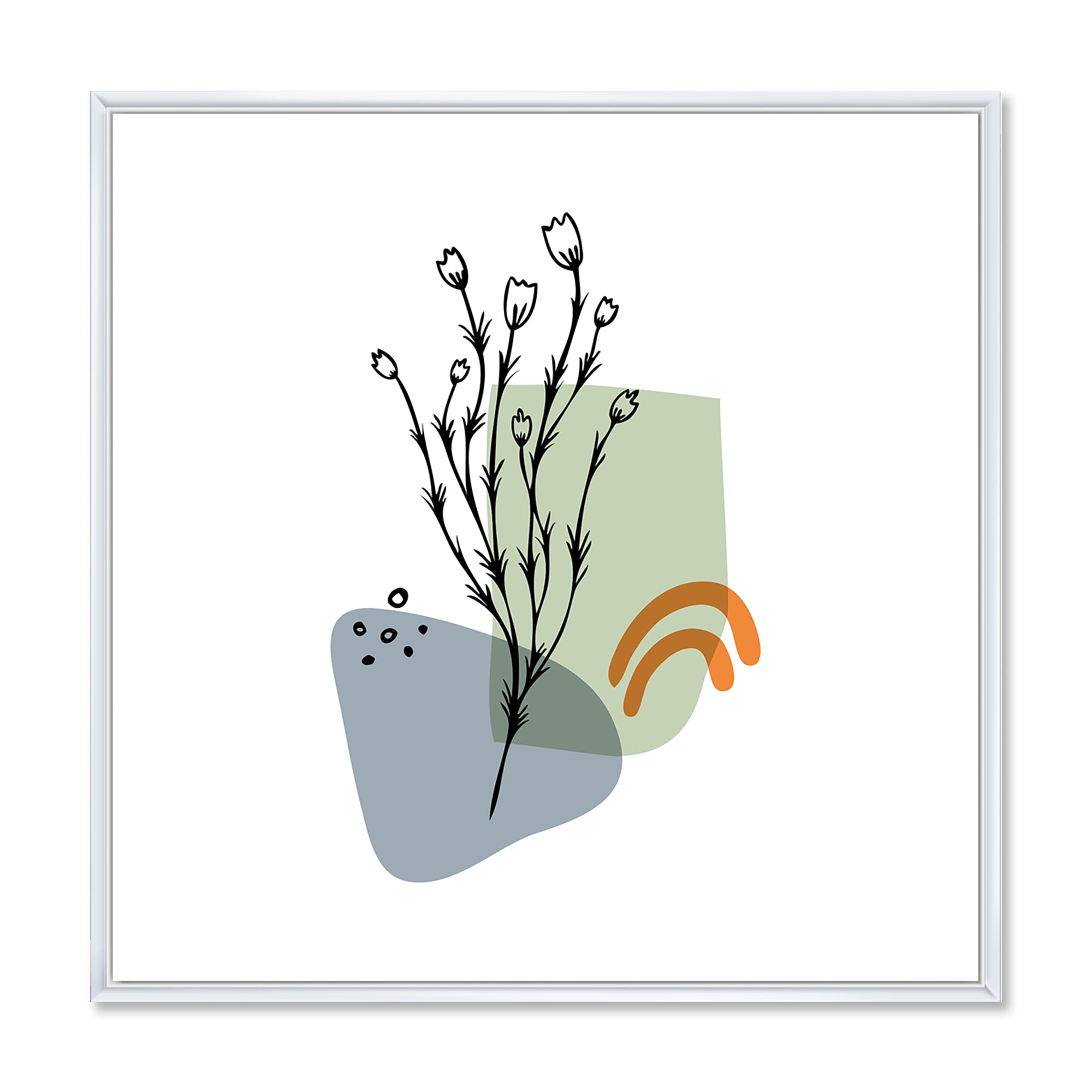 Designart 'Abstract Minimal Shapes Under Flowers II' Modern Framed Canvas Wall Art Print