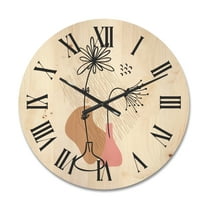 Designart 'Abstract Minimal Shapes Under Flowers III' Modern Wood Wall Clock