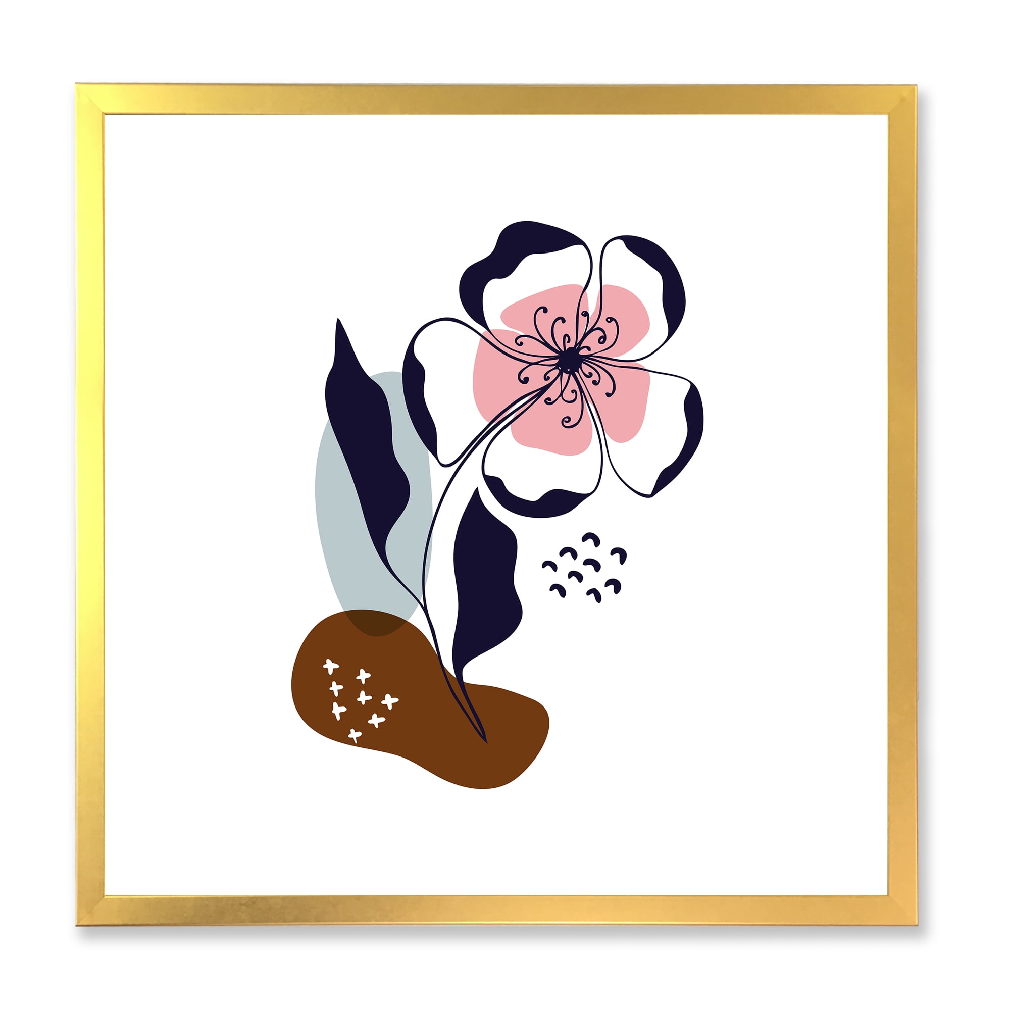 Designart 'Abstract Minimal Shapes Under Flowers IV' Modern Framed Art Print