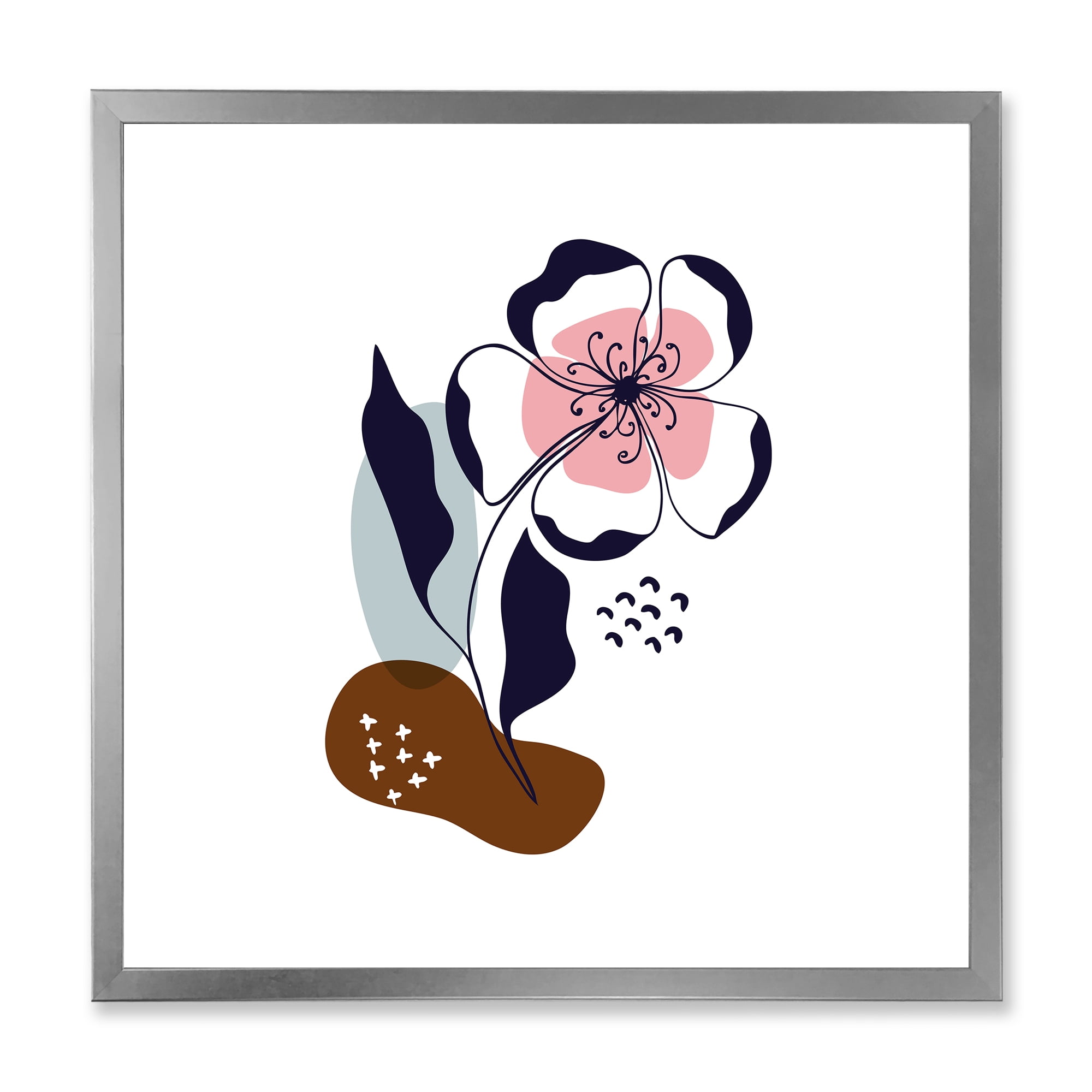 Designart 'Abstract Minimal Shapes Under Flowers IV' Modern Framed Art Print