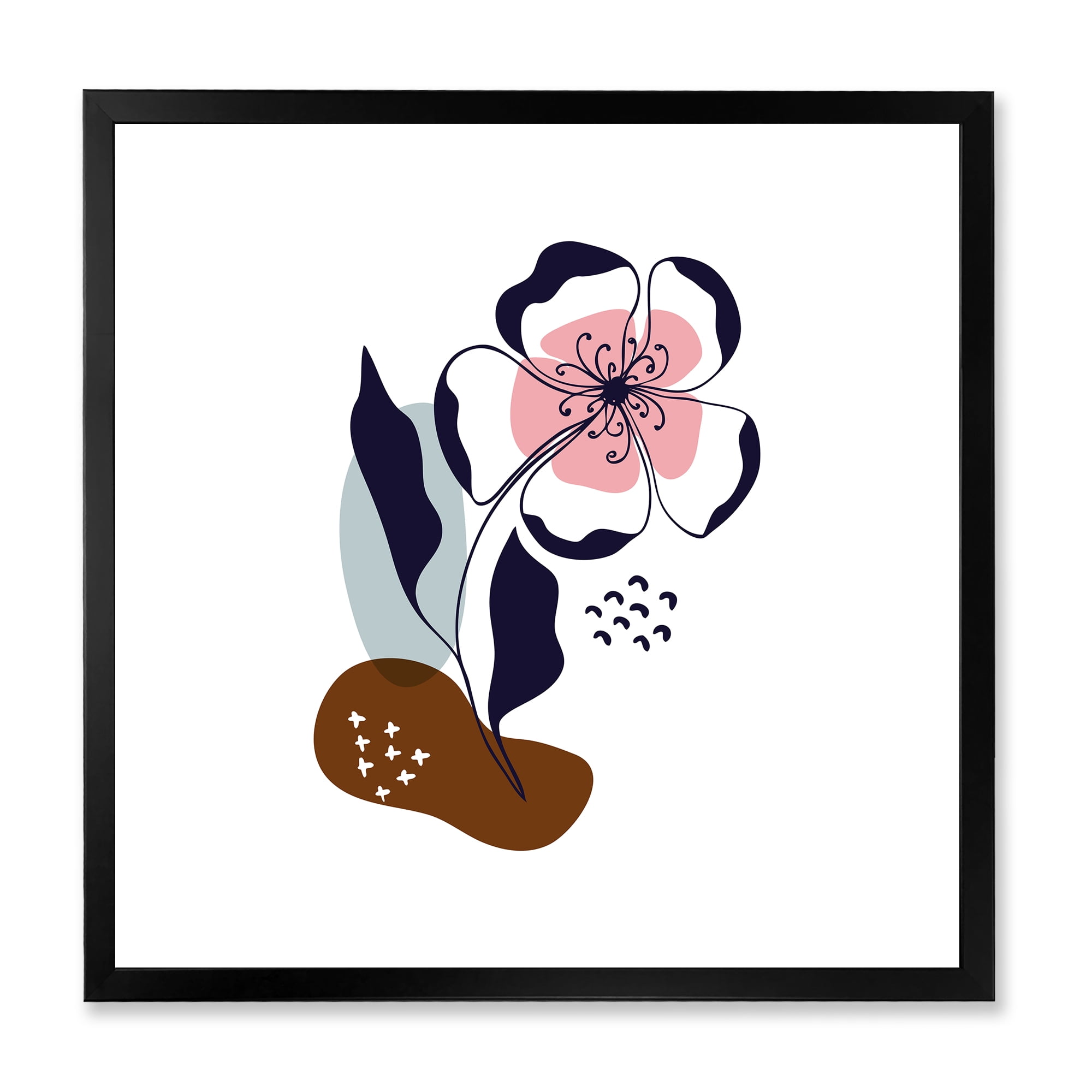 Designart 'Abstract Minimal Shapes Under Flowers IV' Modern Framed Art Print