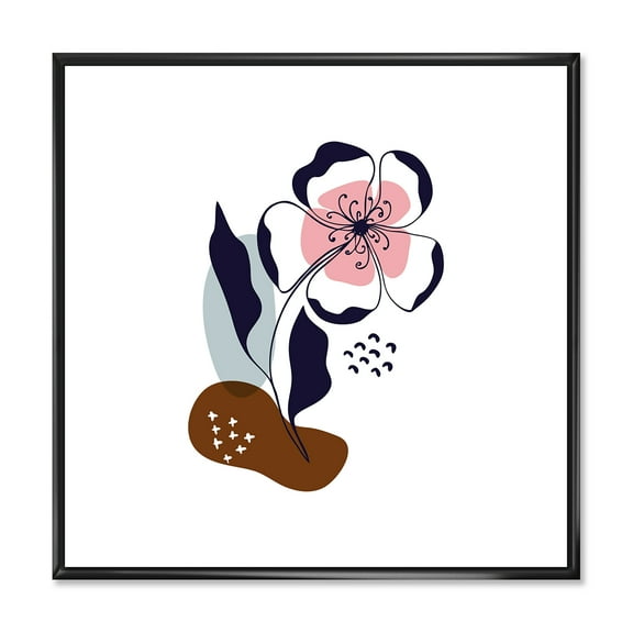 Designart 'Abstract Minimal Shapes Under Flowers IV' Modern Framed Canvas Wall Art Print