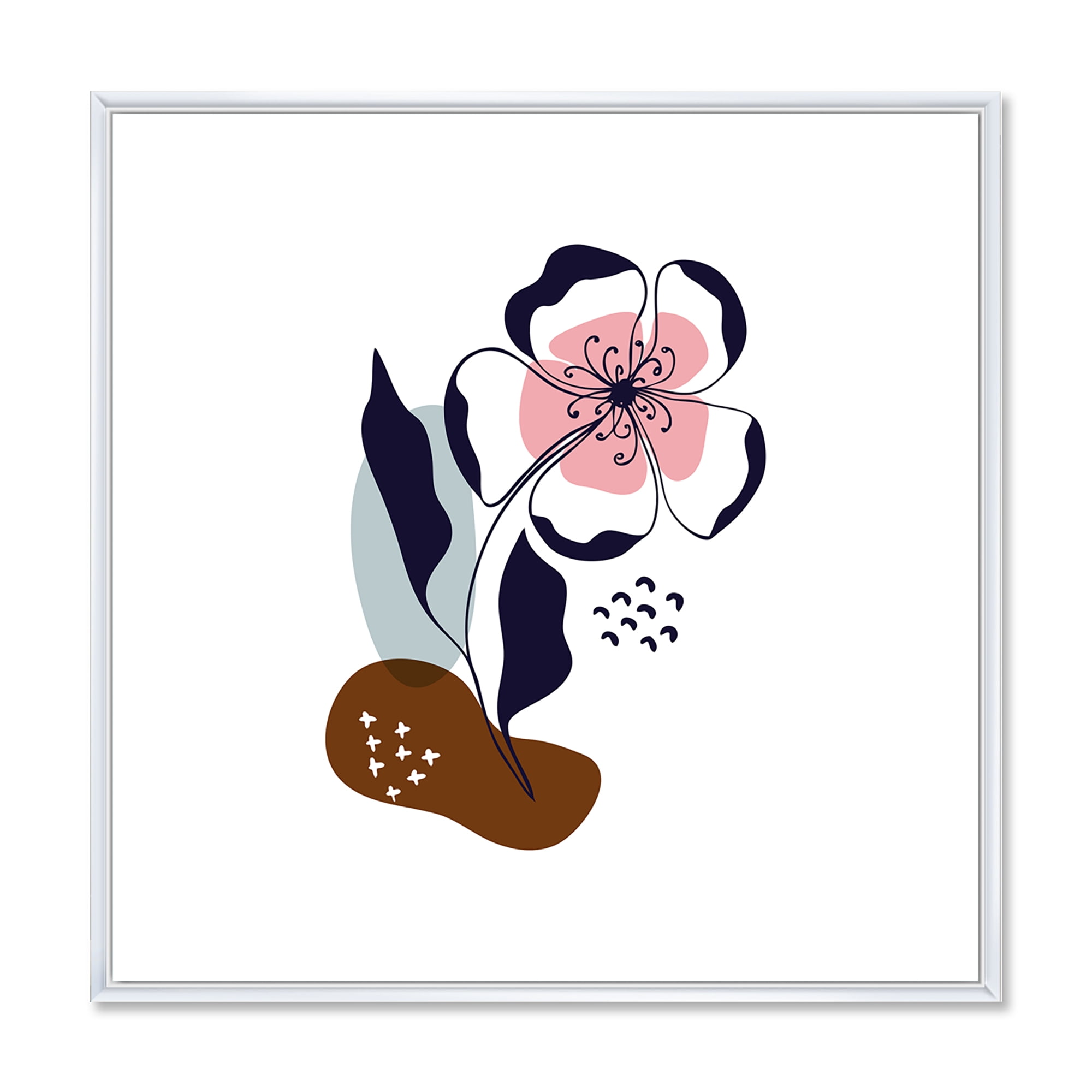 Designart 'Abstract Minimal Shapes Under Flowers IV' Modern Framed Canvas Wall Art Print