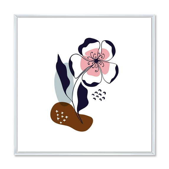 Designart 'Abstract Minimal Shapes Under Flowers IV' Modern Framed Canvas Wall Art Print