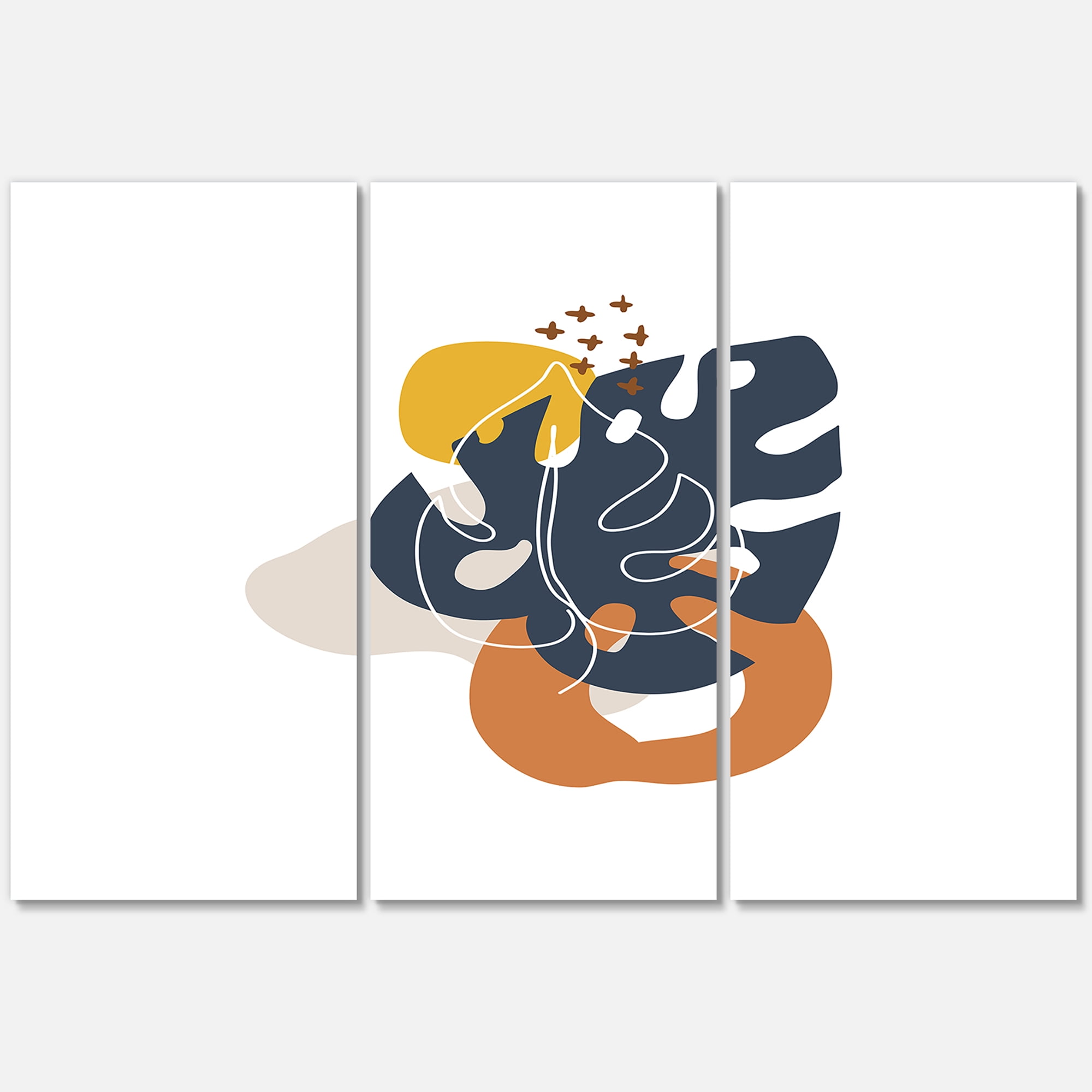 Designart ' Abstract Minimal Shapes Under Flowers IX ' Modern Canvas Wall Art Print