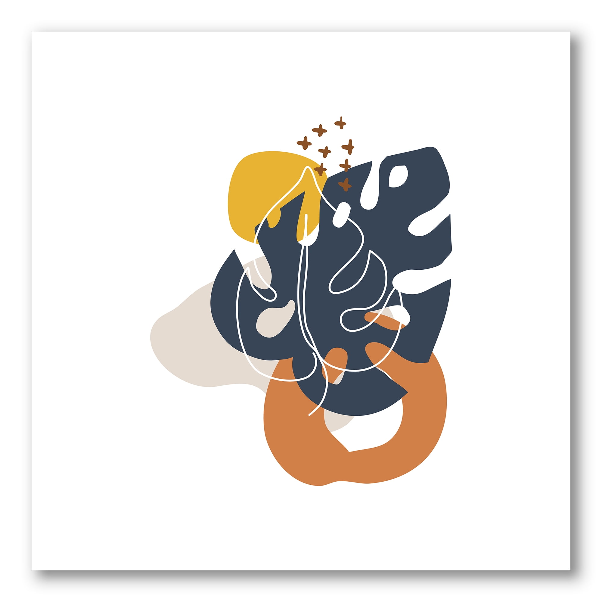 Designart ' Abstract Minimal Shapes Under Flowers IX ' Modern Canvas Wall Art Print