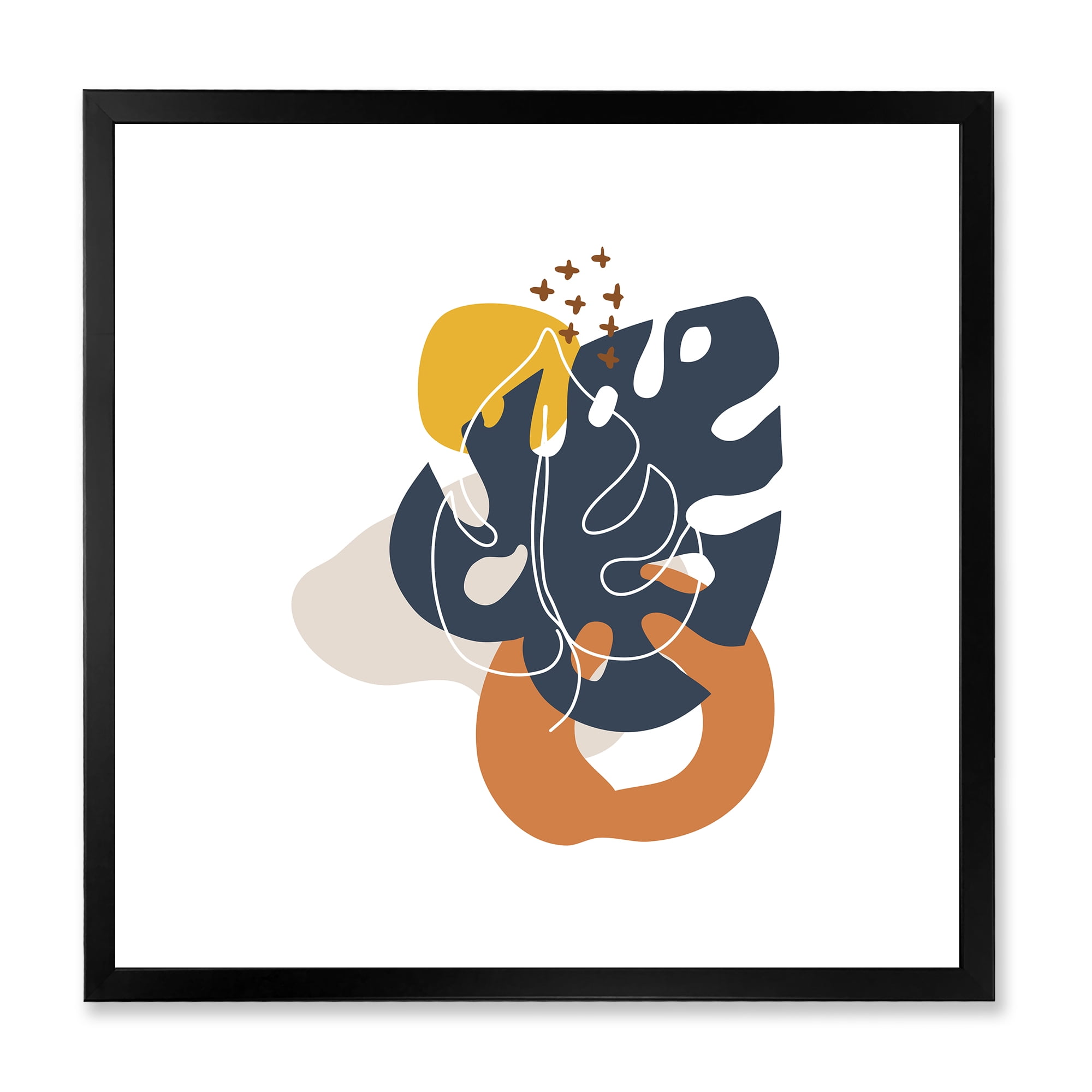 Designart 'Abstract Minimal Shapes Under Flowers IX' Modern Framed Art Print
