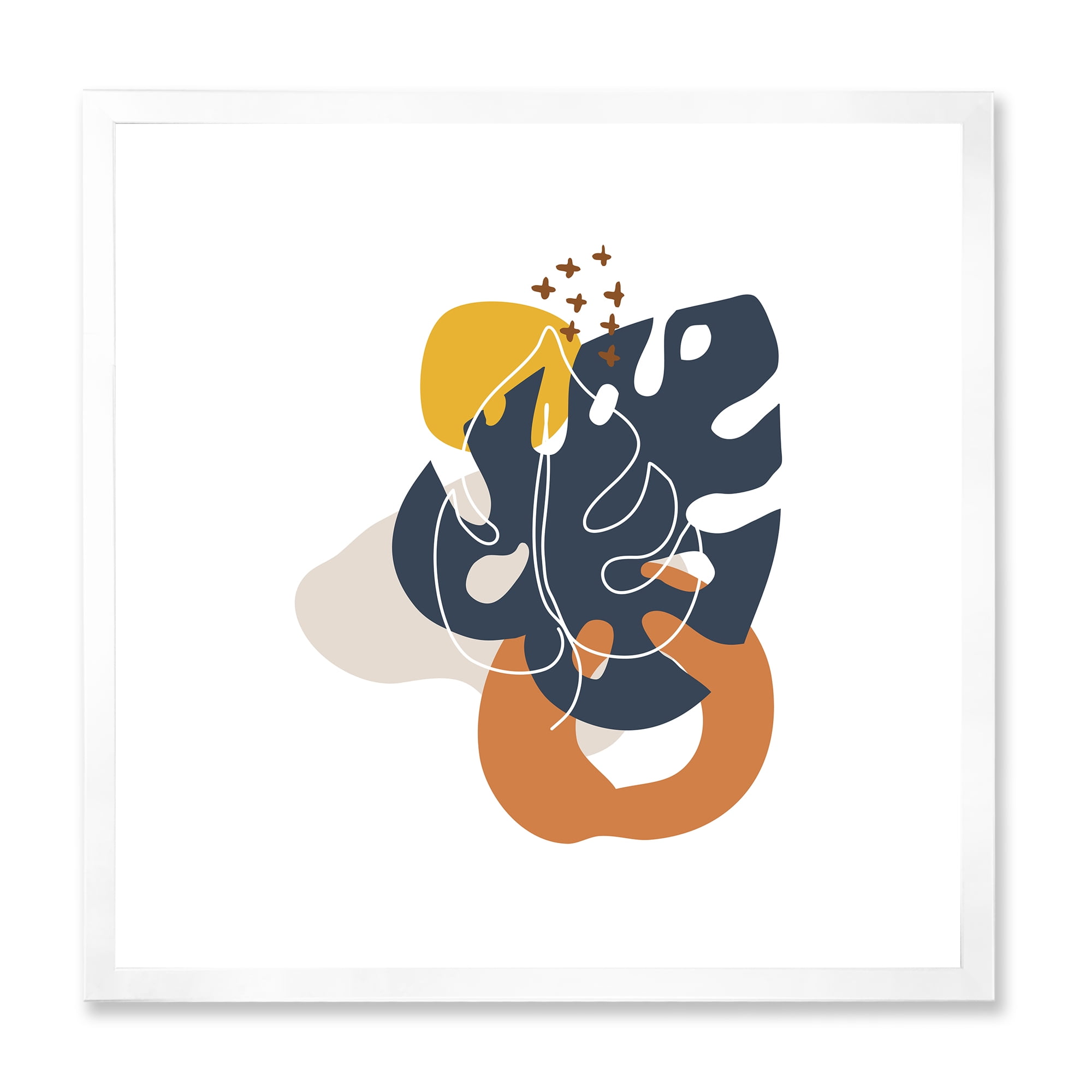 Designart 'Abstract Minimal Shapes Under Flowers IX' Modern Framed Art Print