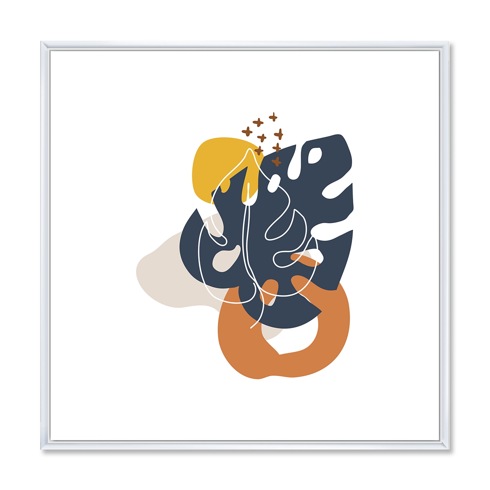 Designart 'Abstract Minimal Shapes Under Flowers IX' Modern Framed Canvas Wall Art Print