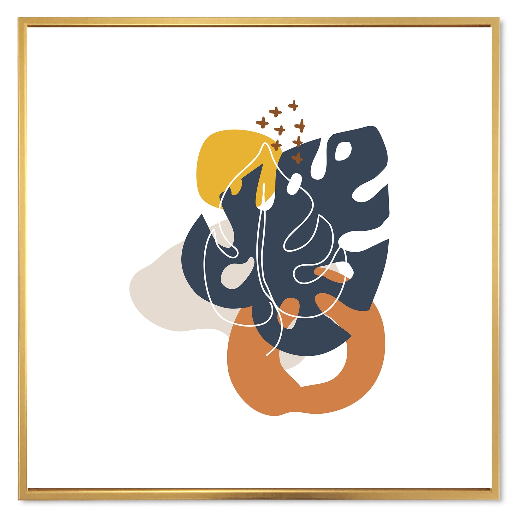 Designart 'Abstract Minimal Shapes Under Flowers IX' Modern Framed Canvas Wall Art Print