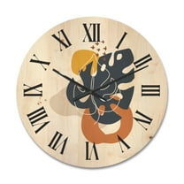 Designart 'Abstract Minimal Shapes Under Flowers IX' Modern Wood Wall Clock