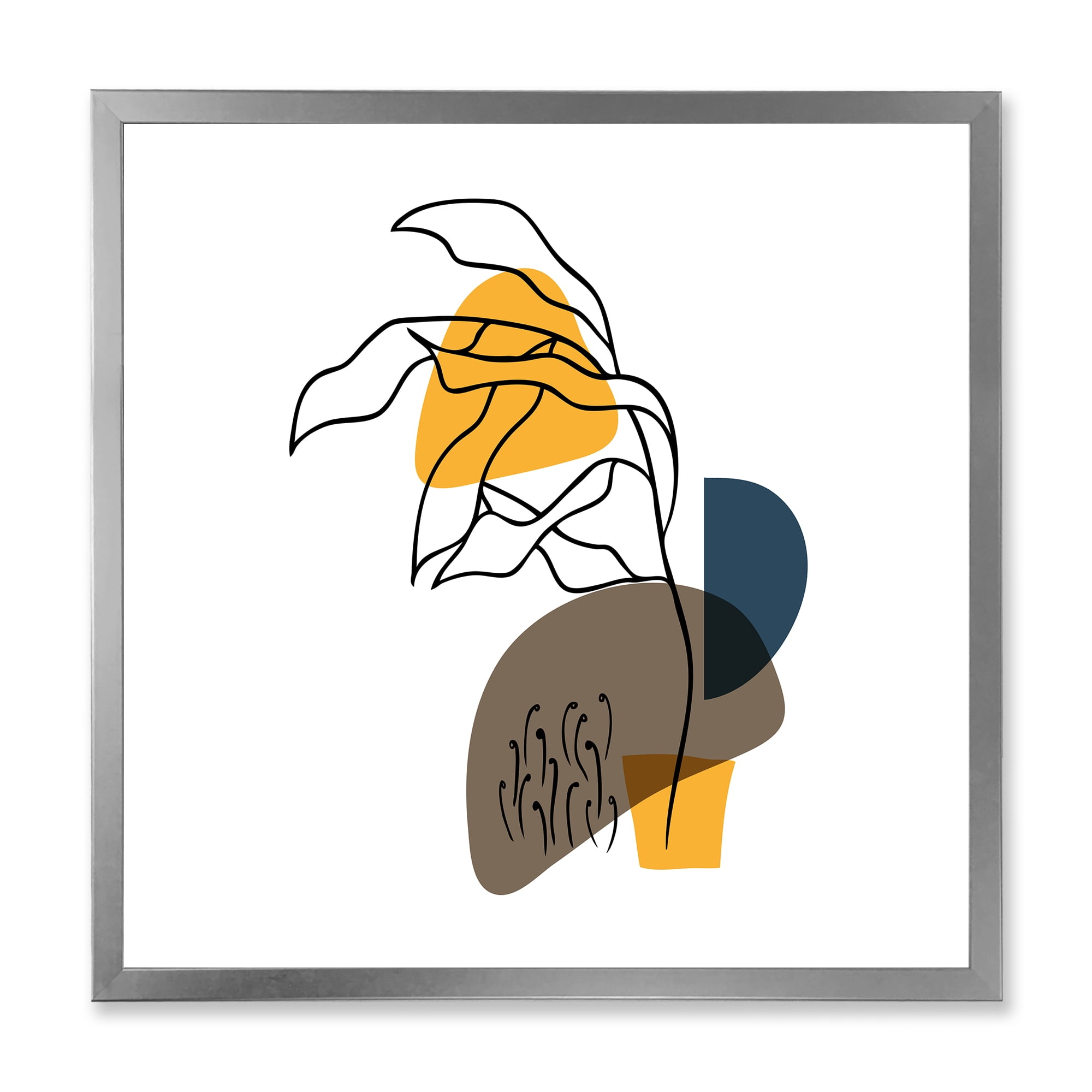 Designart 'Abstract Minimal Shapes Under Flowers V' Modern Framed Art Print