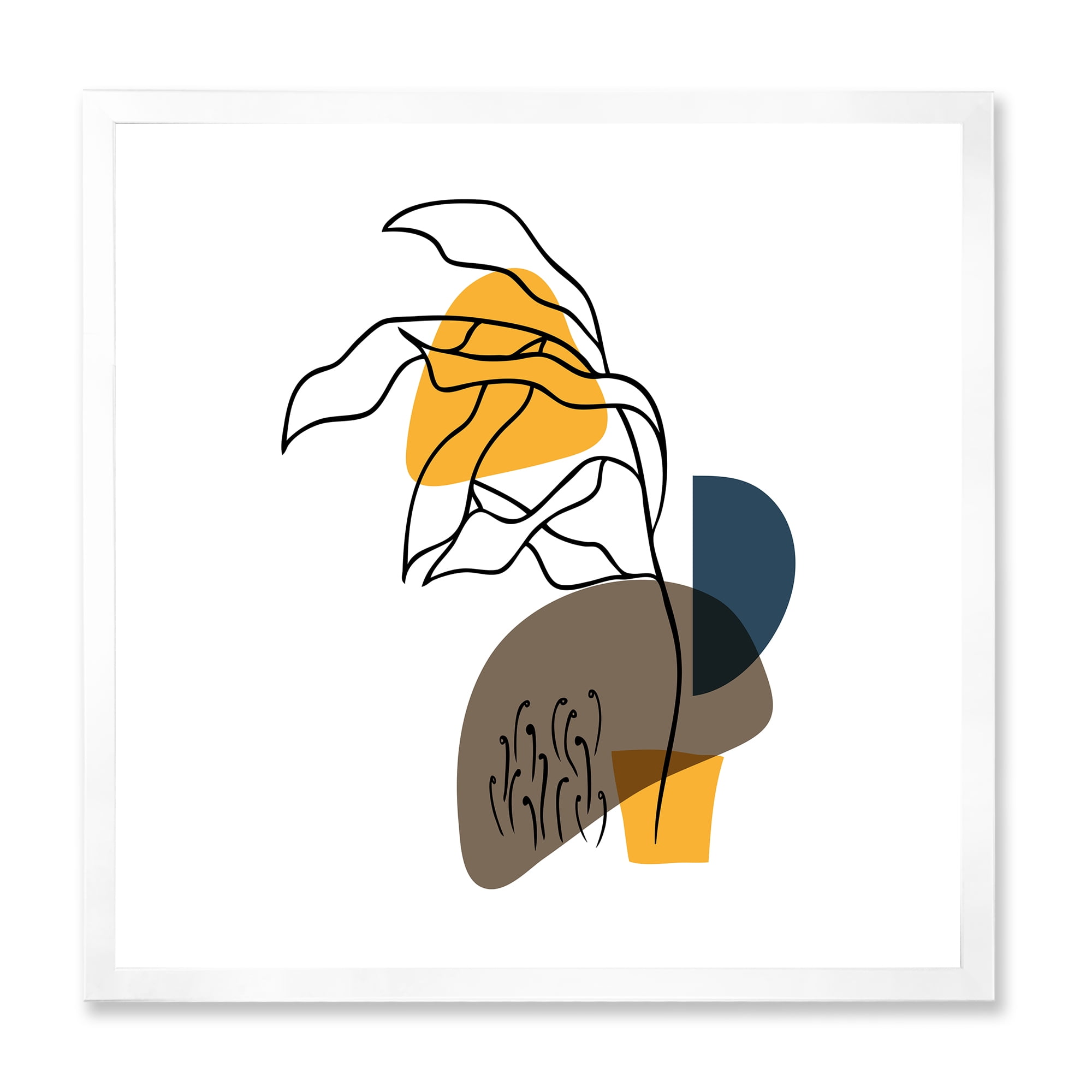 Designart 'Abstract Minimal Shapes Under Flowers V' Modern Framed Art Print