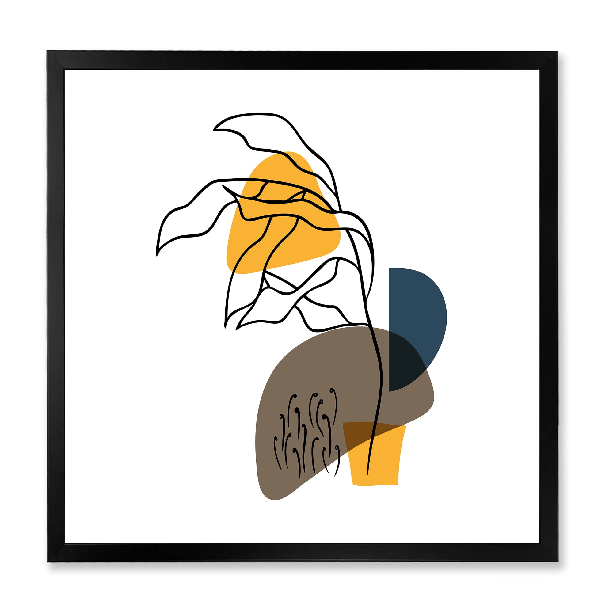 Designart 'Abstract Minimal Shapes Under Flowers V' Modern Framed Art Print