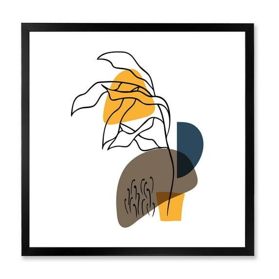 Designart 'Abstract Minimal Shapes Under Flowers V' Modern Framed Art Print