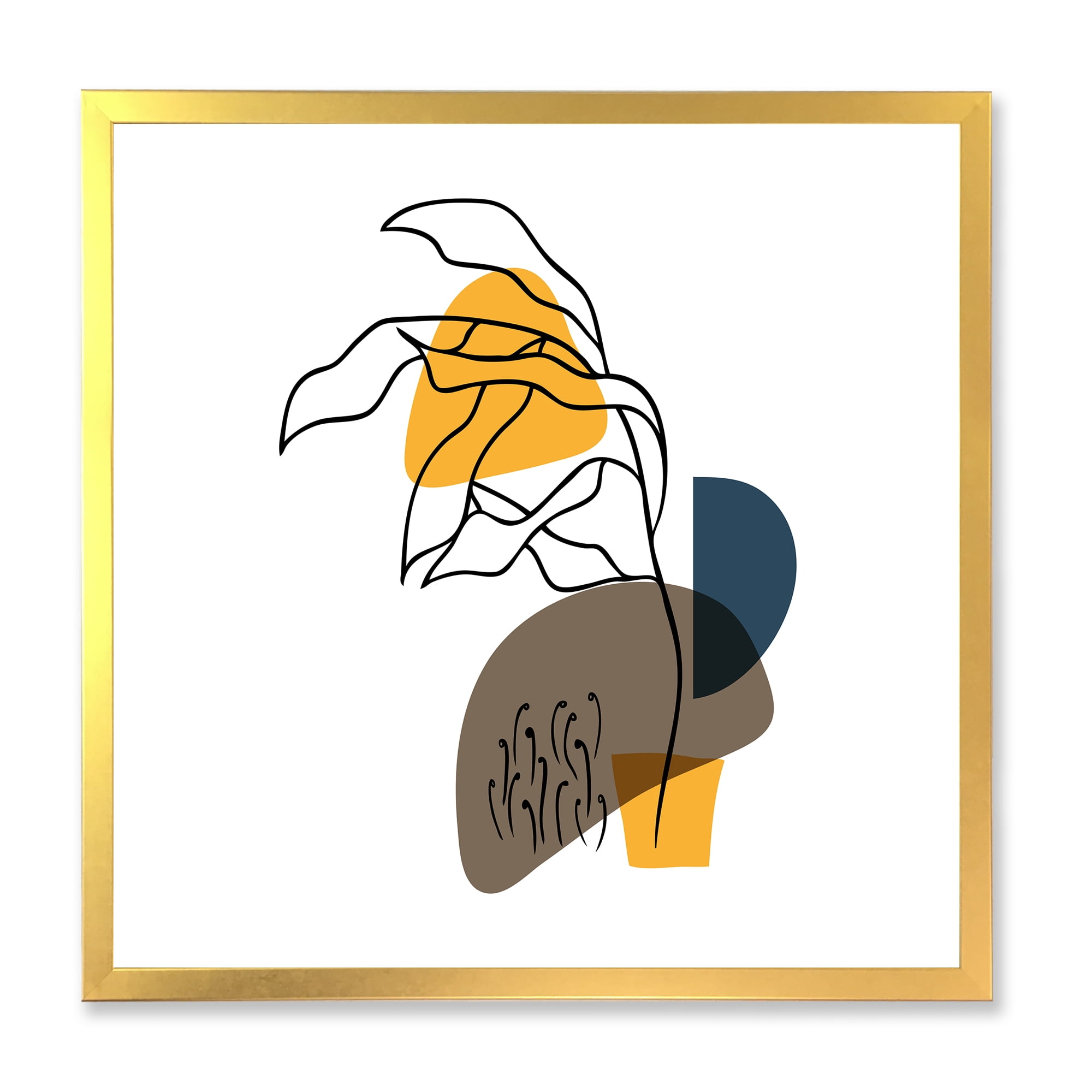 Designart 'Abstract Minimal Shapes Under Flowers V' Modern Framed Art Print