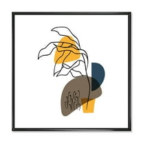 Designart 'Abstract Minimal Shapes Under Flowers V' Modern Framed Canvas Wall Art Print