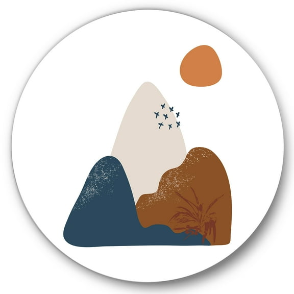 Designart 'Abstract Minimal Shapes Under Flowers VI' Modern Circle Metal Wall Art 11x11 - Disc of 11