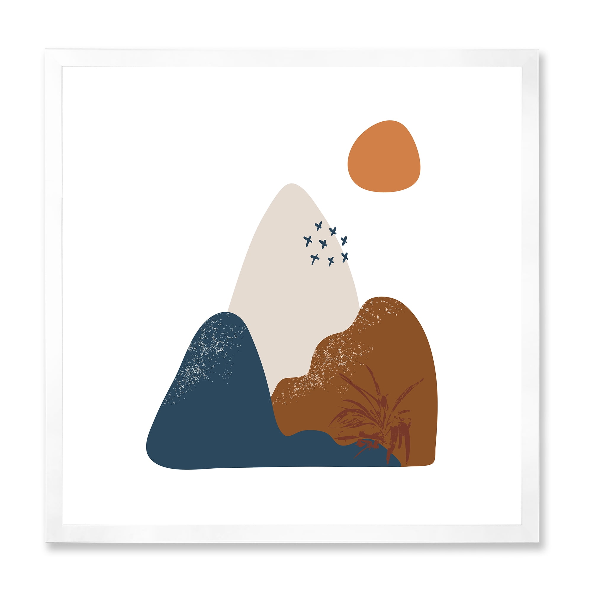 Designart 'Abstract Minimal Shapes Under Flowers VI' Modern Framed Art Print