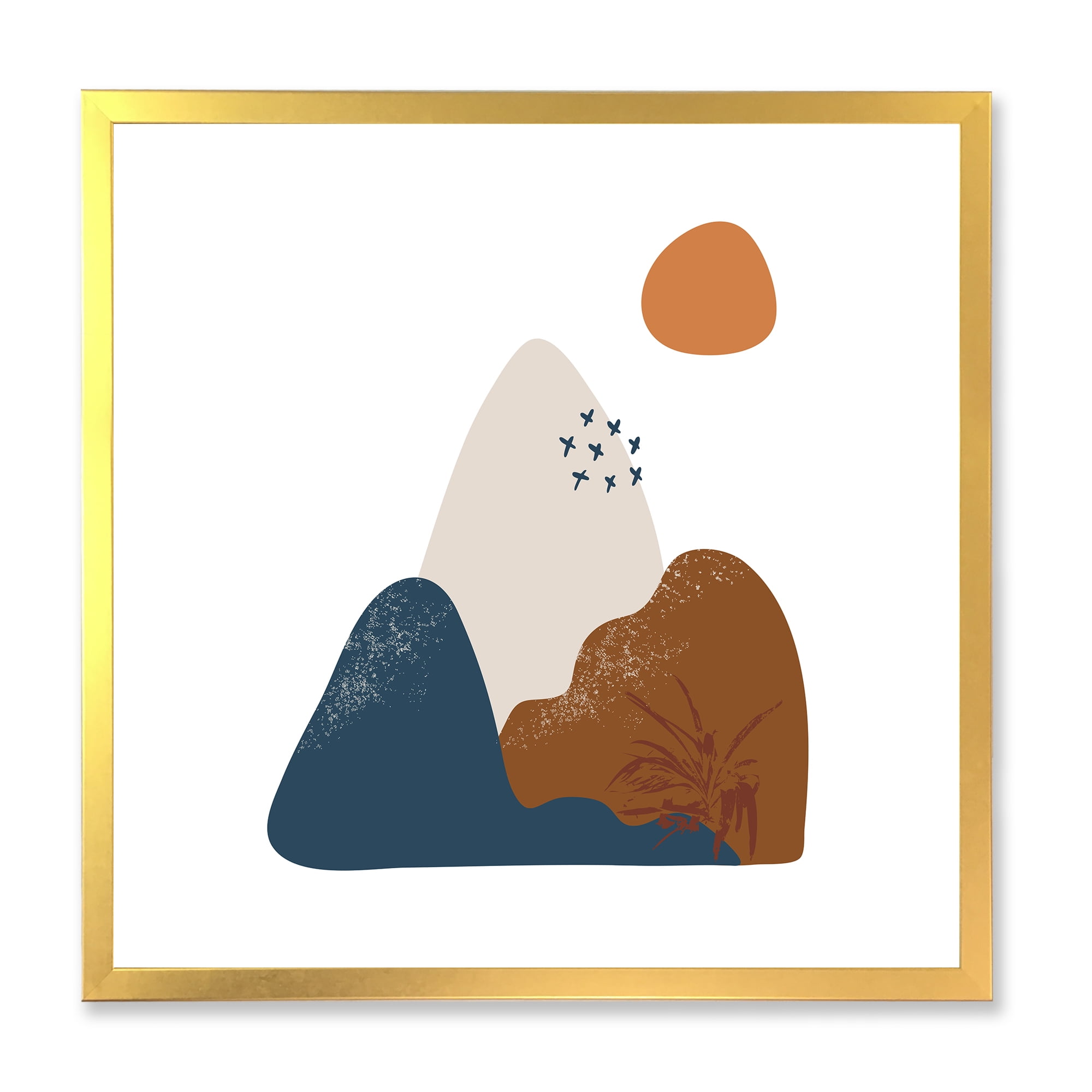 Designart 'Abstract Minimal Shapes Under Flowers VI' Modern Framed Art Print