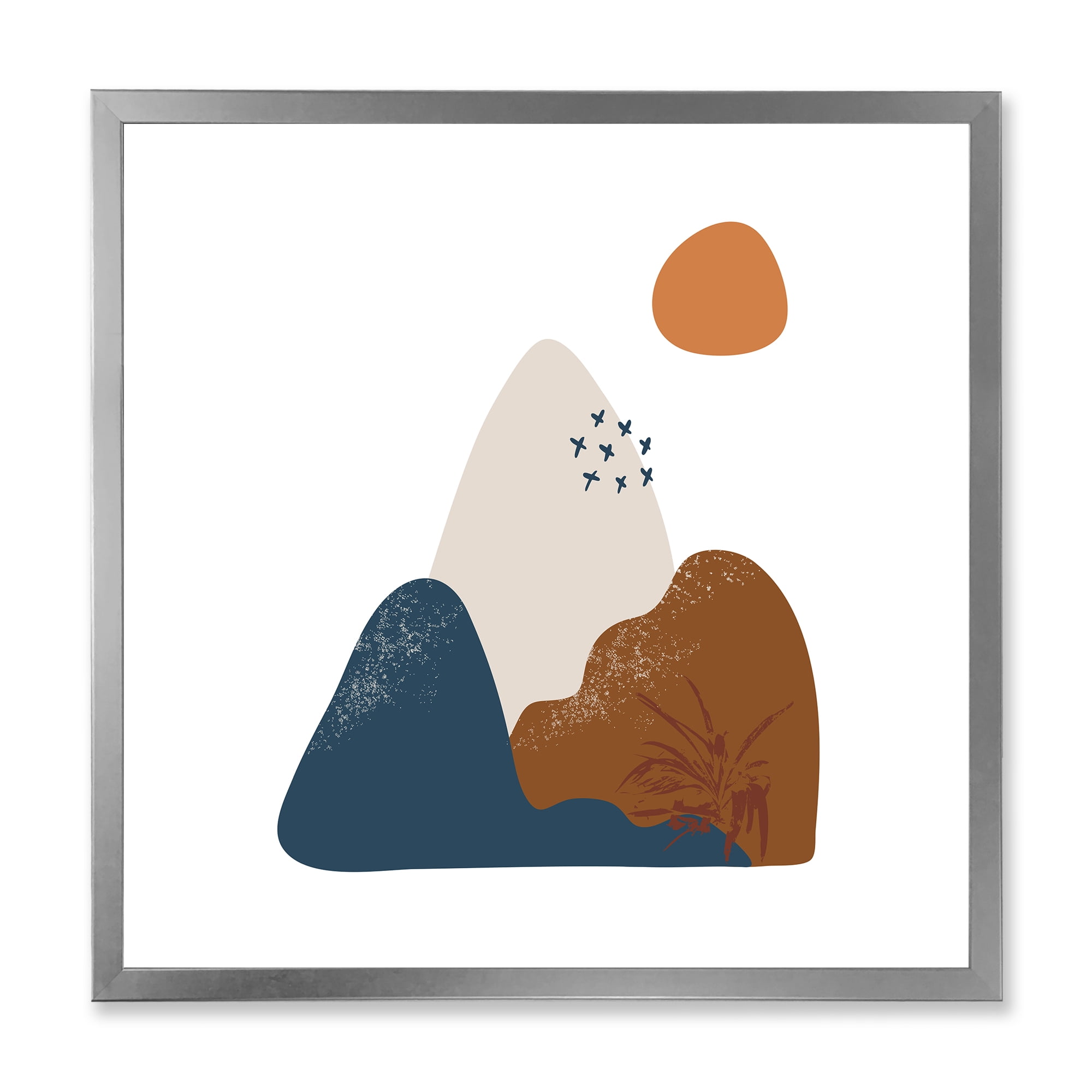 Designart 'Abstract Minimal Shapes Under Flowers VI' Modern Framed Art Print