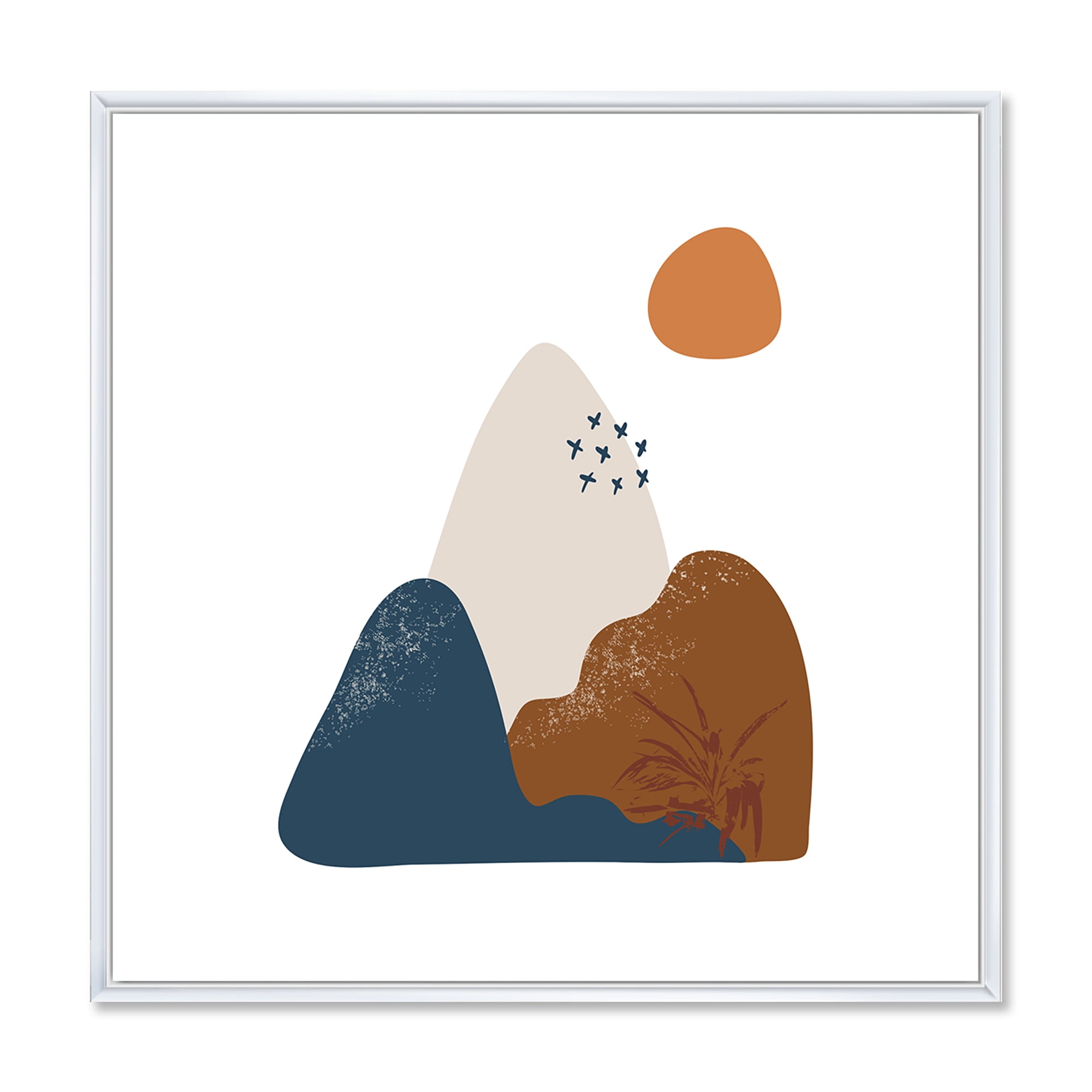 Designart 'Abstract Minimal Shapes Under Flowers VI' Modern Framed Canvas Wall Art Print