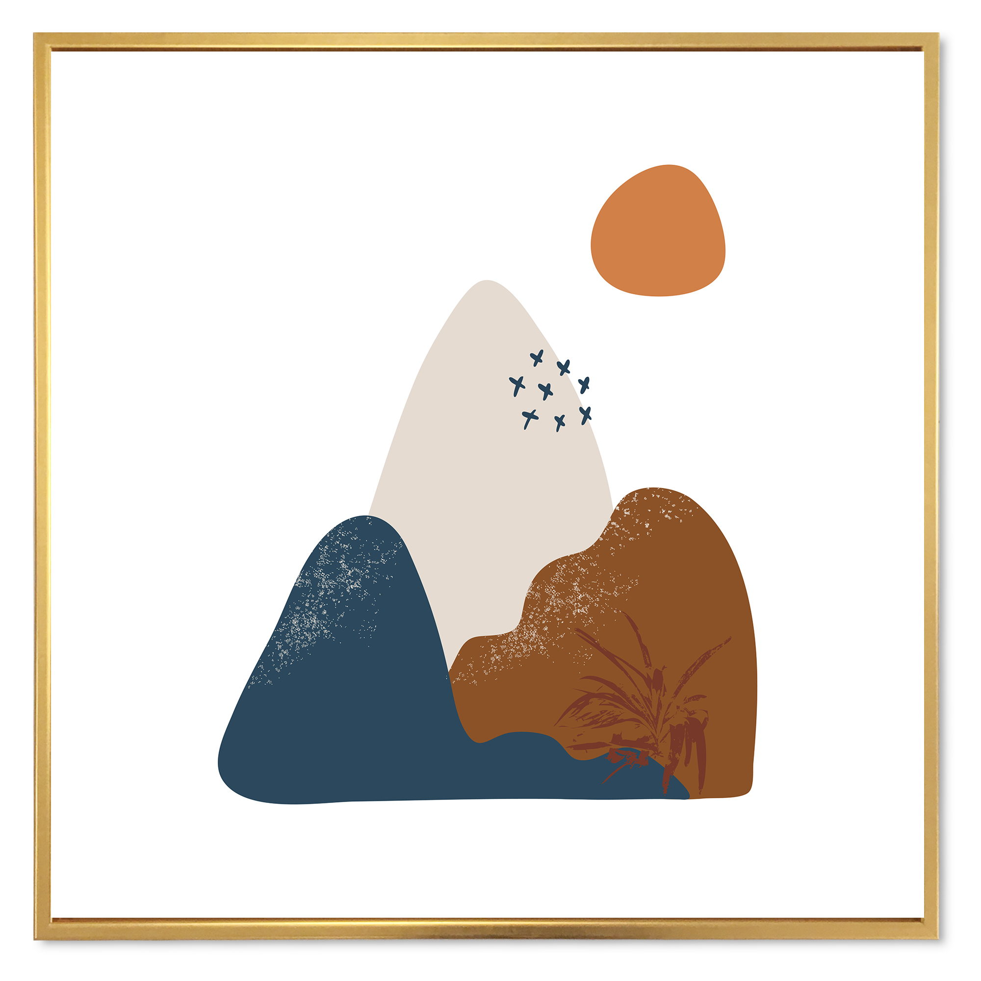 Designart 'Abstract Minimal Shapes Under Flowers VI' Modern Framed Canvas Wall Art Print