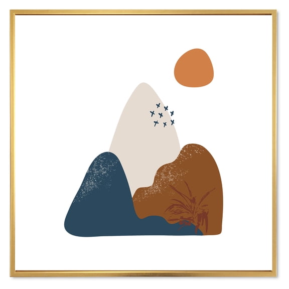 Designart 'Abstract Minimal Shapes Under Flowers VI' Modern Framed Canvas Wall Art Print