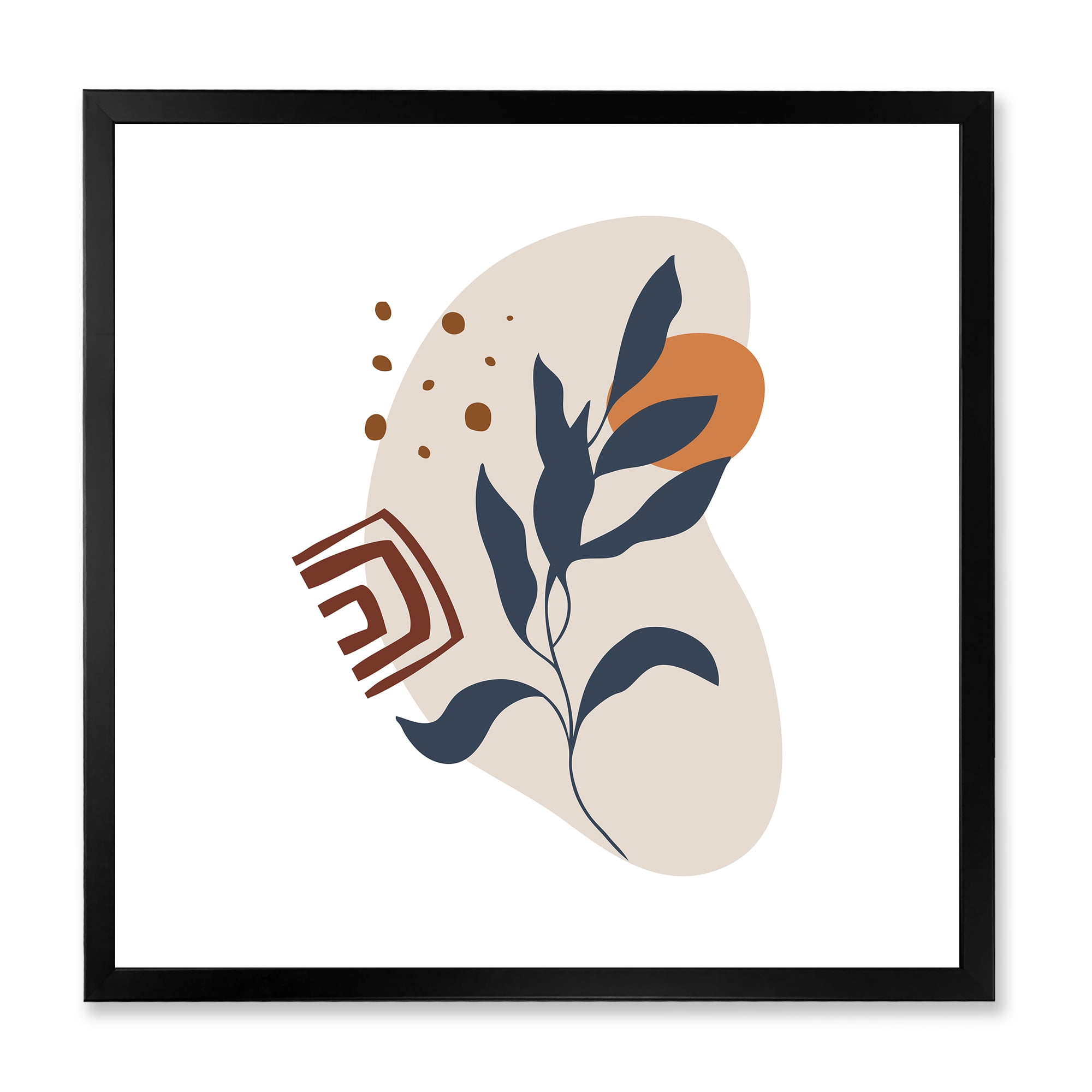 Designart 'Abstract Minimal Shapes Under Flowers VII' Modern Framed Art Print