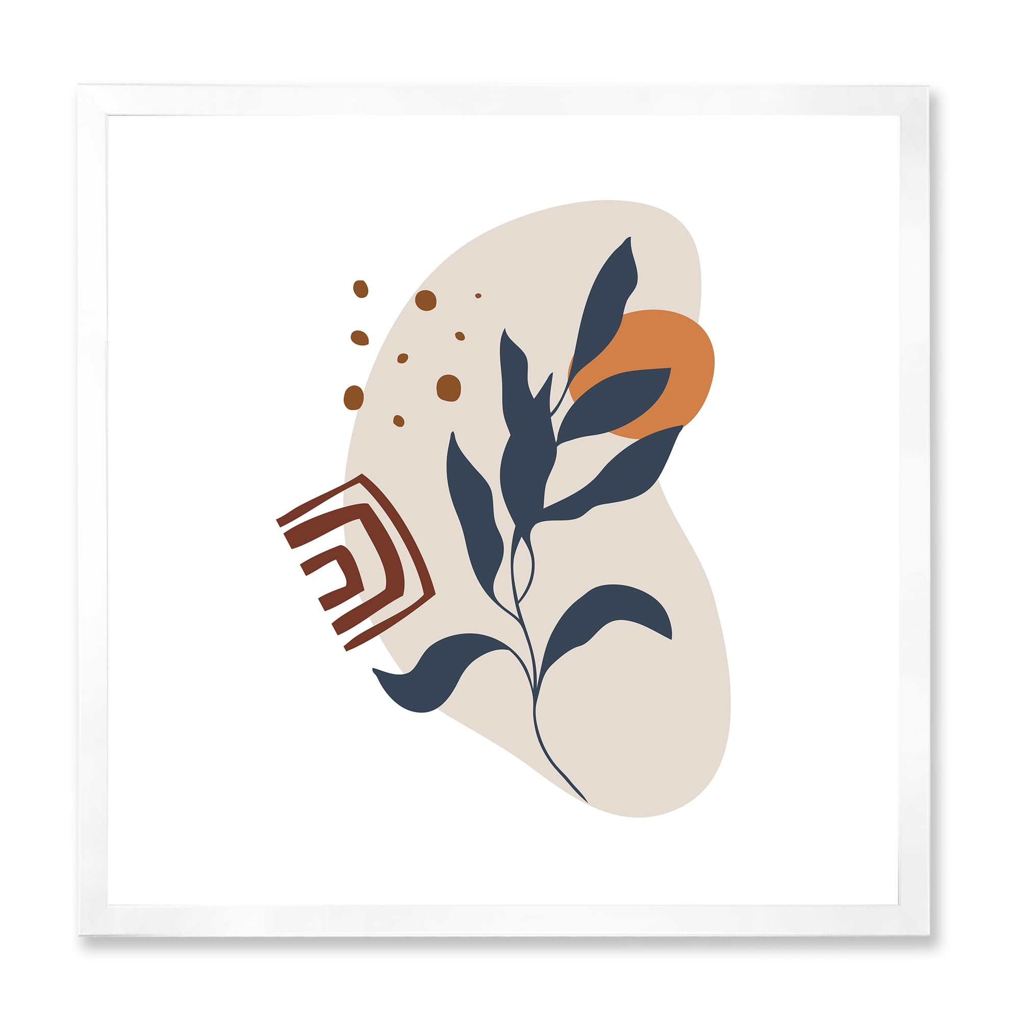 Designart 'Abstract Minimal Shapes Under Flowers VII' Modern Framed Art Print