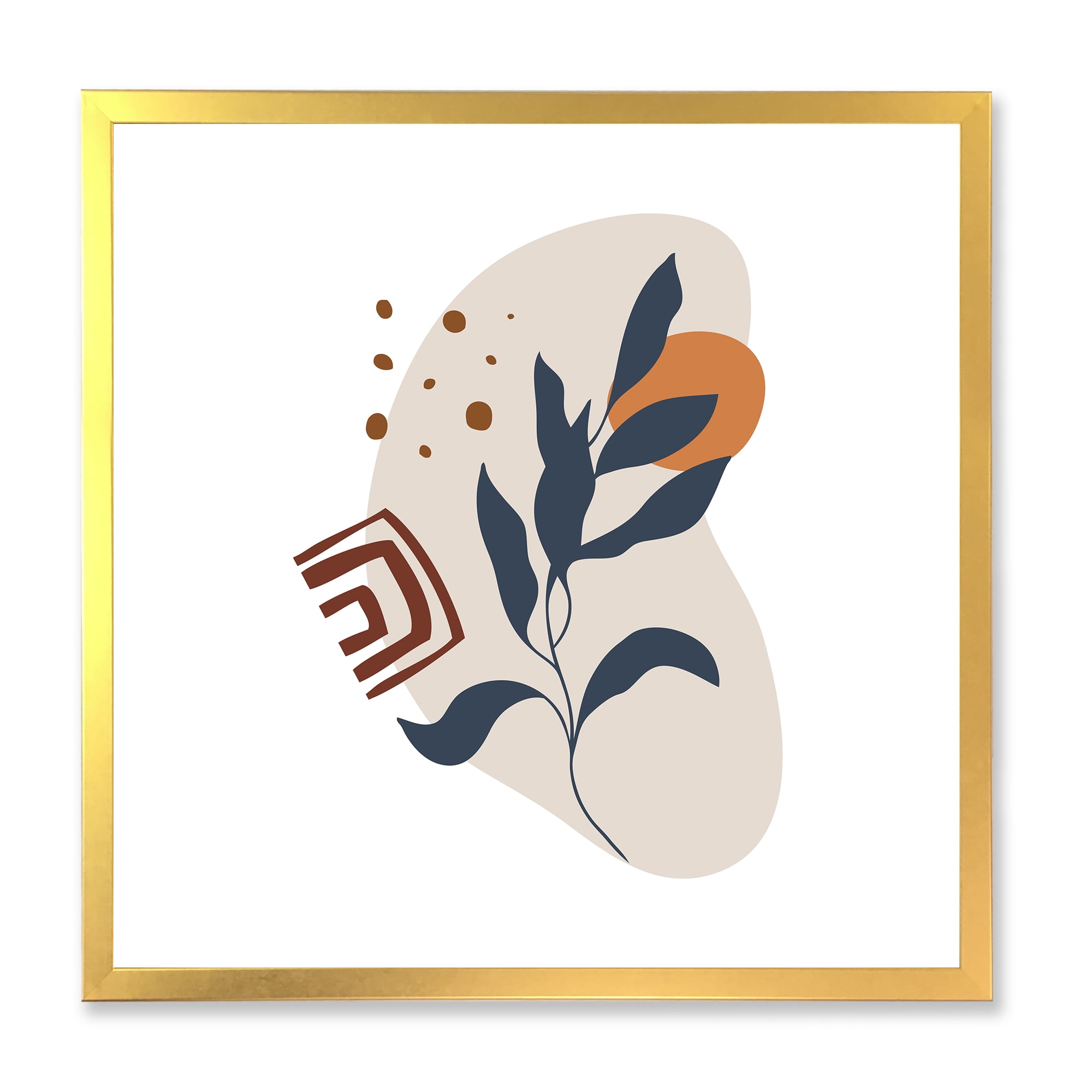 Designart 'Abstract Minimal Shapes Under Flowers VII' Modern Framed Art Print