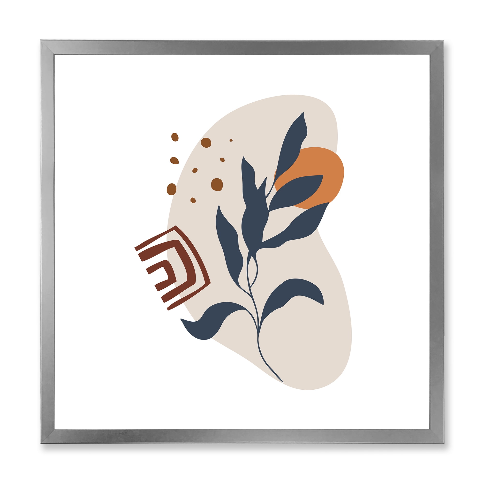 Designart 'Abstract Minimal Shapes Under Flowers VII' Modern Framed Art Print
