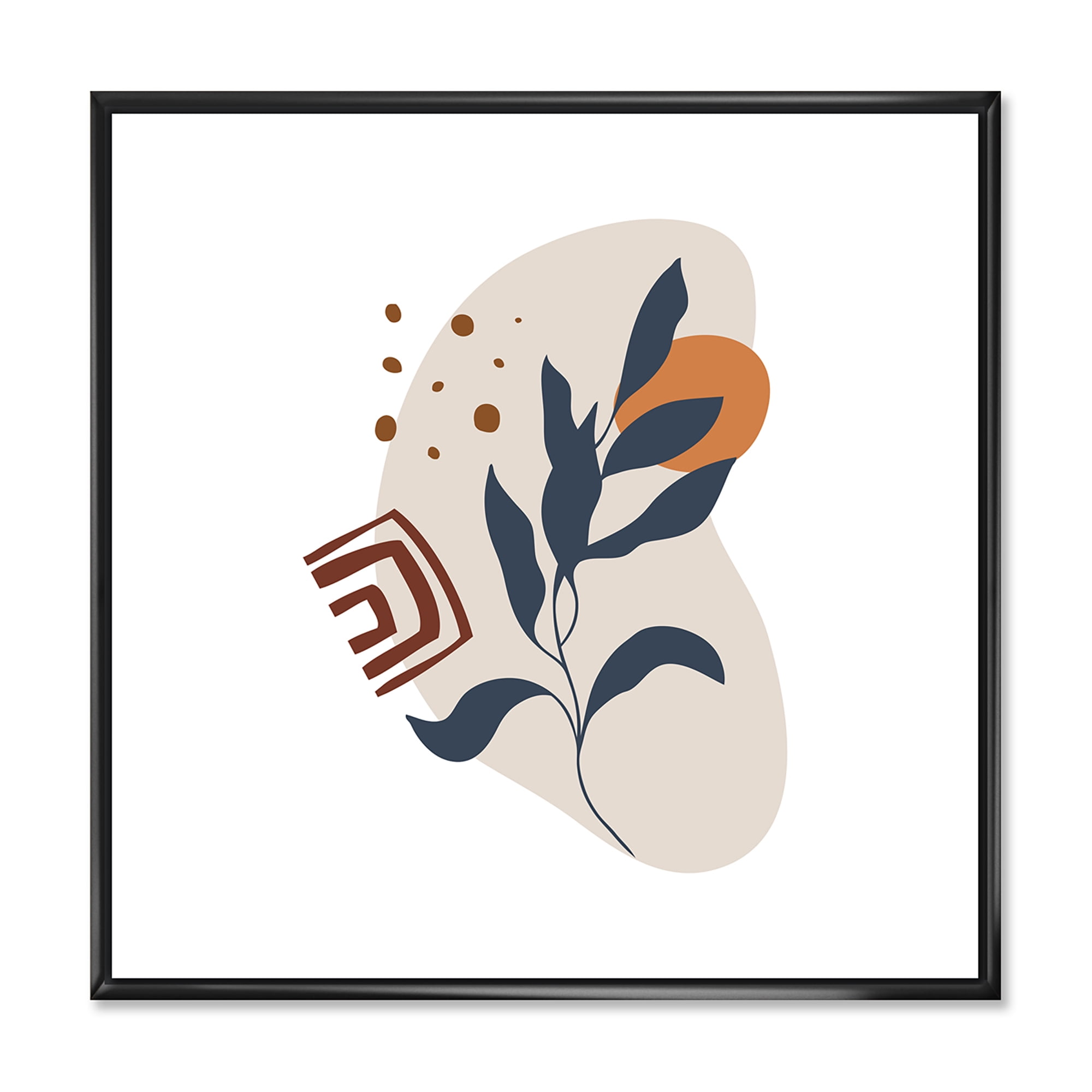 Designart 'Abstract Minimal Shapes Under Flowers VII' Modern Framed Canvas Wall Art Print