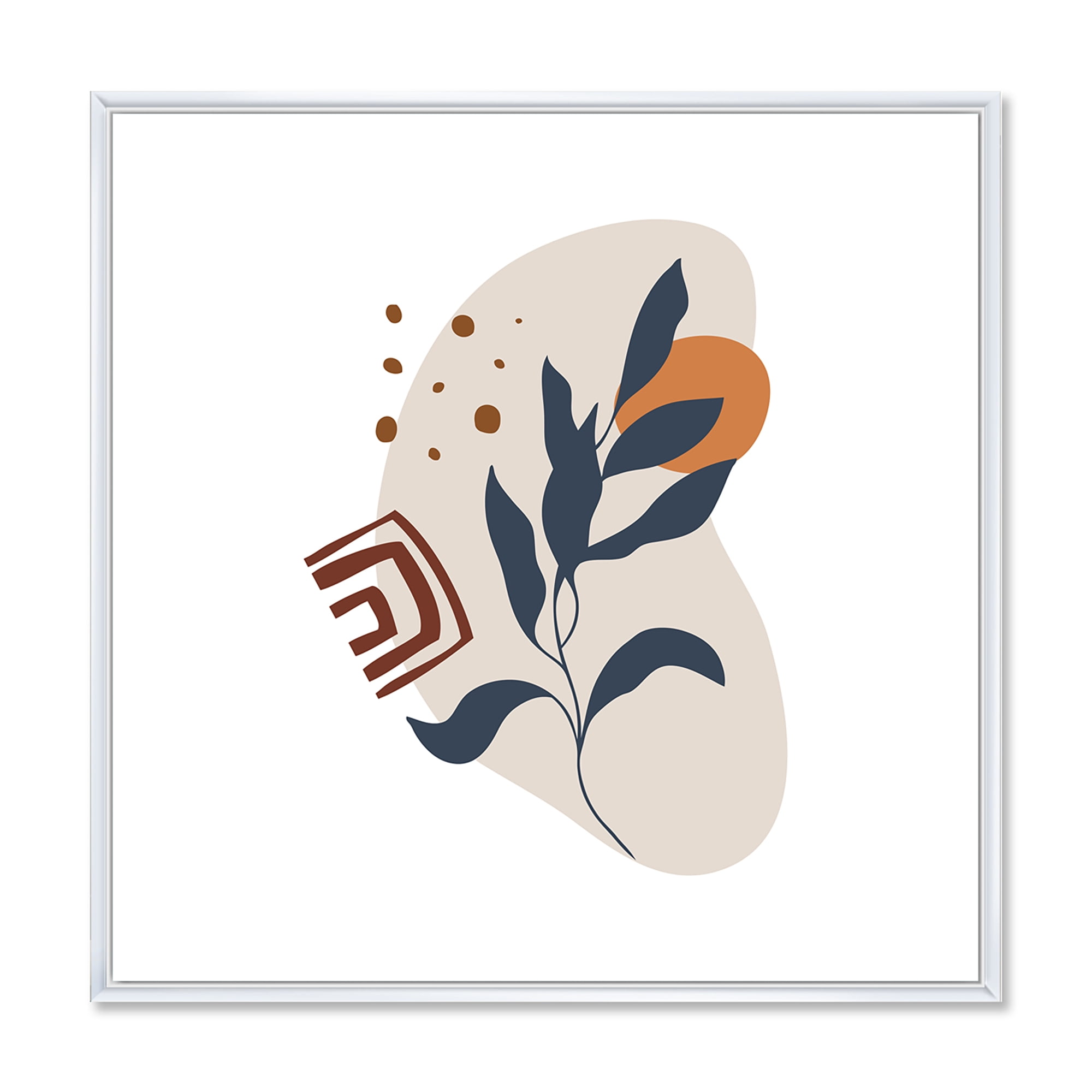 Designart 'Abstract Minimal Shapes Under Flowers VII' Modern Framed Canvas Wall Art Print