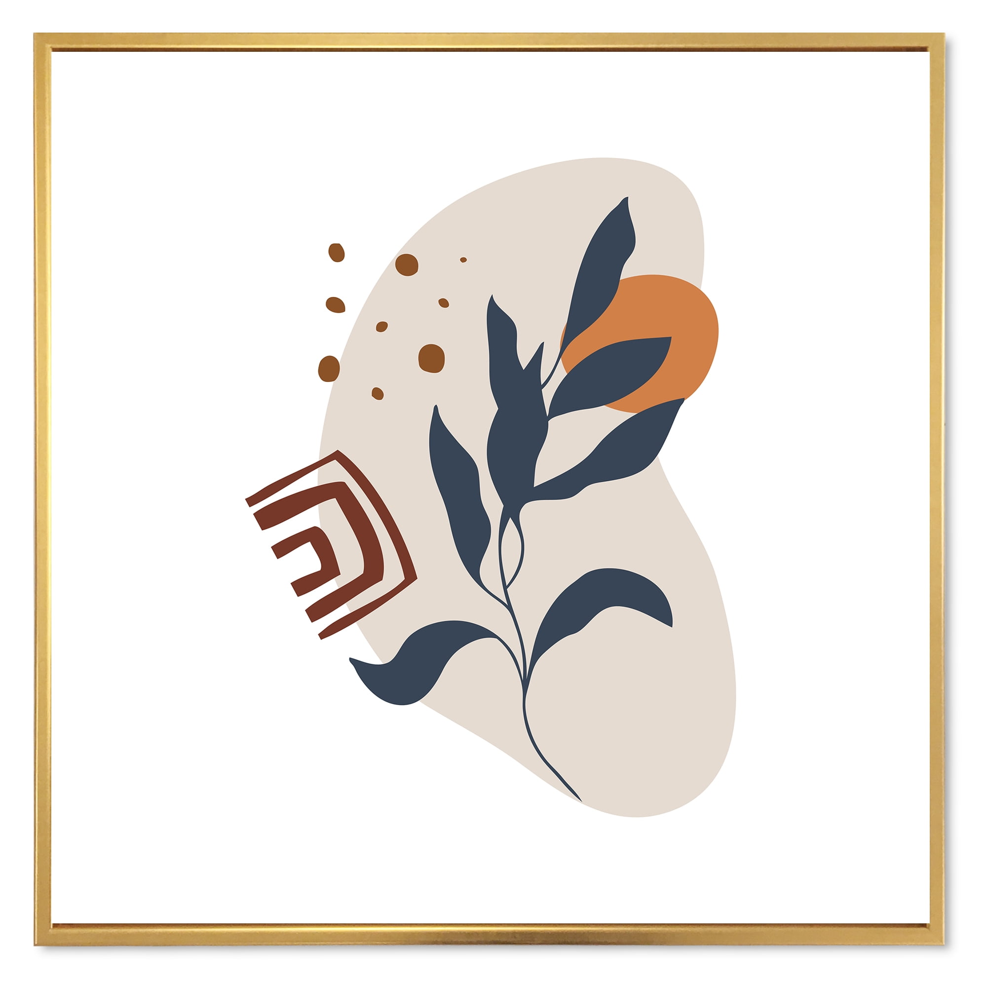Designart 'Abstract Minimal Shapes Under Flowers VII' Modern Framed Canvas Wall Art Print