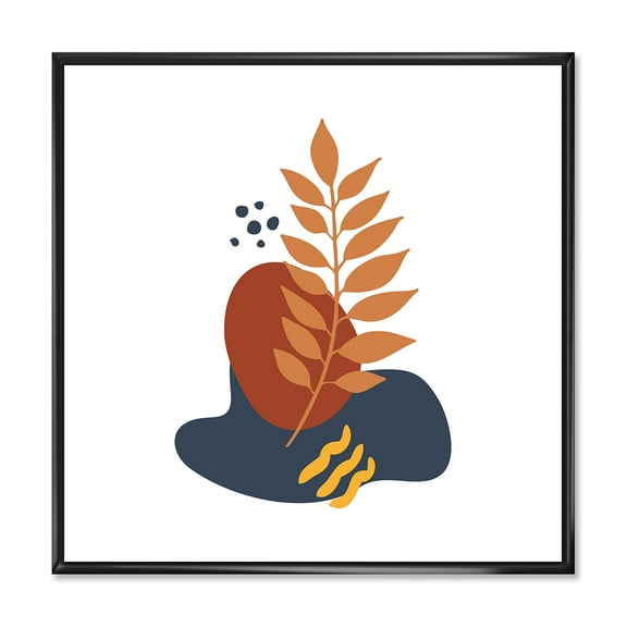 Designart 'Abstract Minimal Shapes Under Flowers VIII' Modern Framed Canvas Wall Art Print