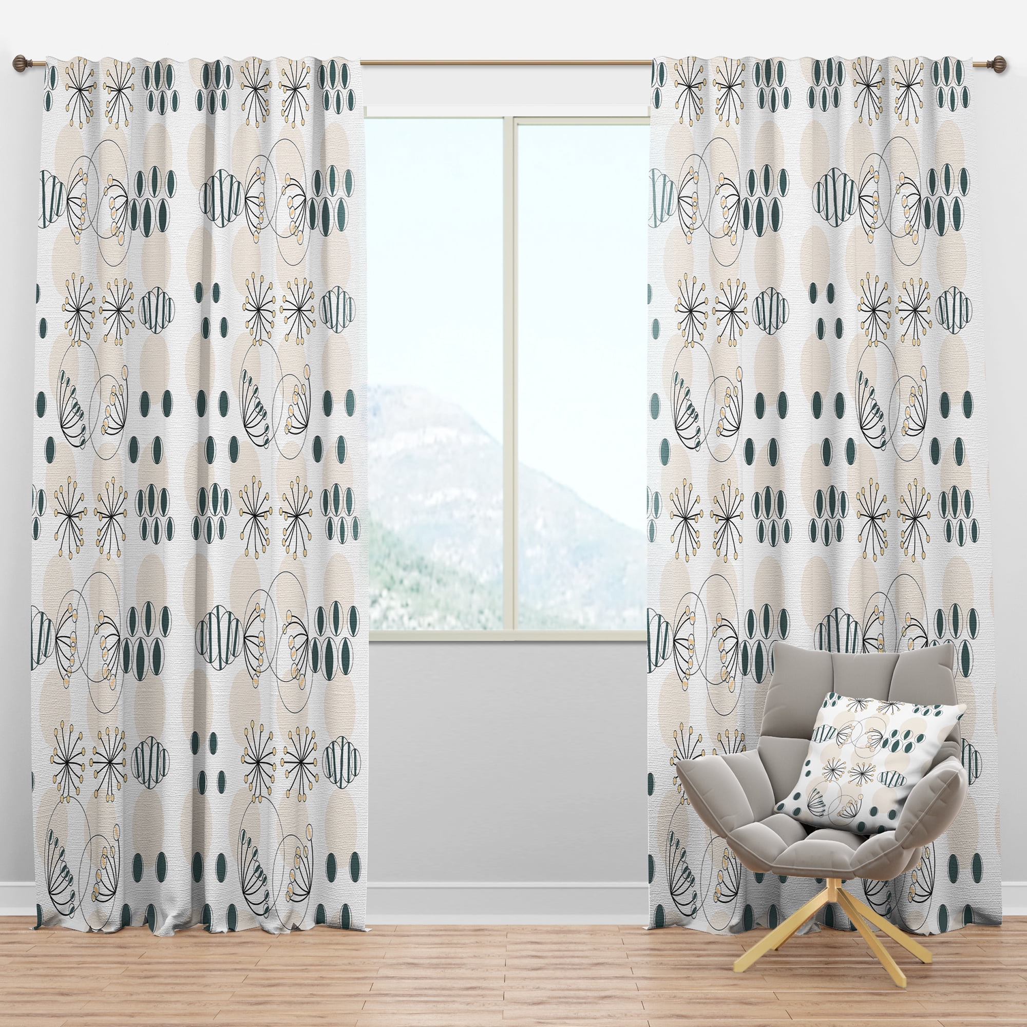 Designart 'Abstract Modern Geometric Pattern' Mid-Century Modern Blackout Curtain Panel