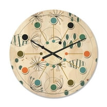 Designart 'Abstract Modern Geometric Pattern' Mid-Century Modern Wood Wall Clock