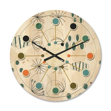 Designart 'Abstract Modern Geometric Pattern' Mid-Century Modern Wood Wall Clock