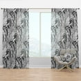 thumbnail image 1 of Designart 'Abstract Monochrome Floral Pattern' Bohemian & Eclectic Curtain Panel, 1 of 4